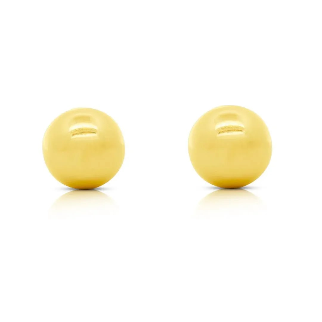 5mm Classic 14k Yellow Gold Ball Stud Earrings in Screw Backs - 2 Pieces - 8