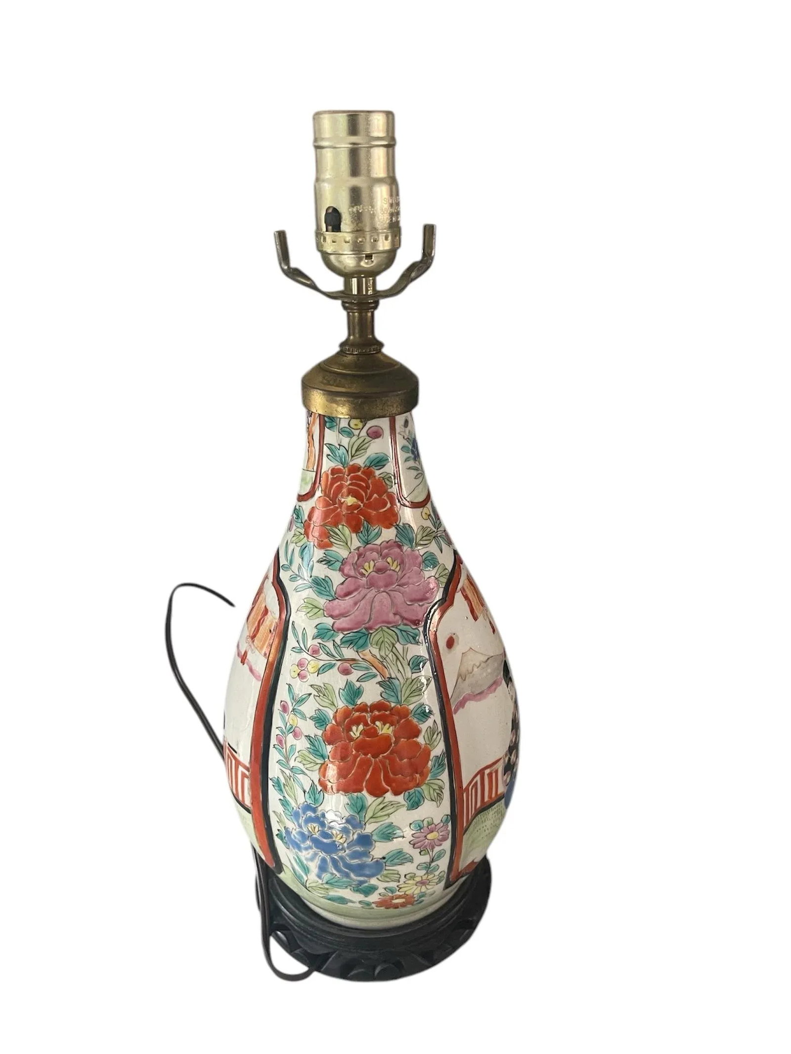 Antique Famille Rose Porcelain Lamp - 2