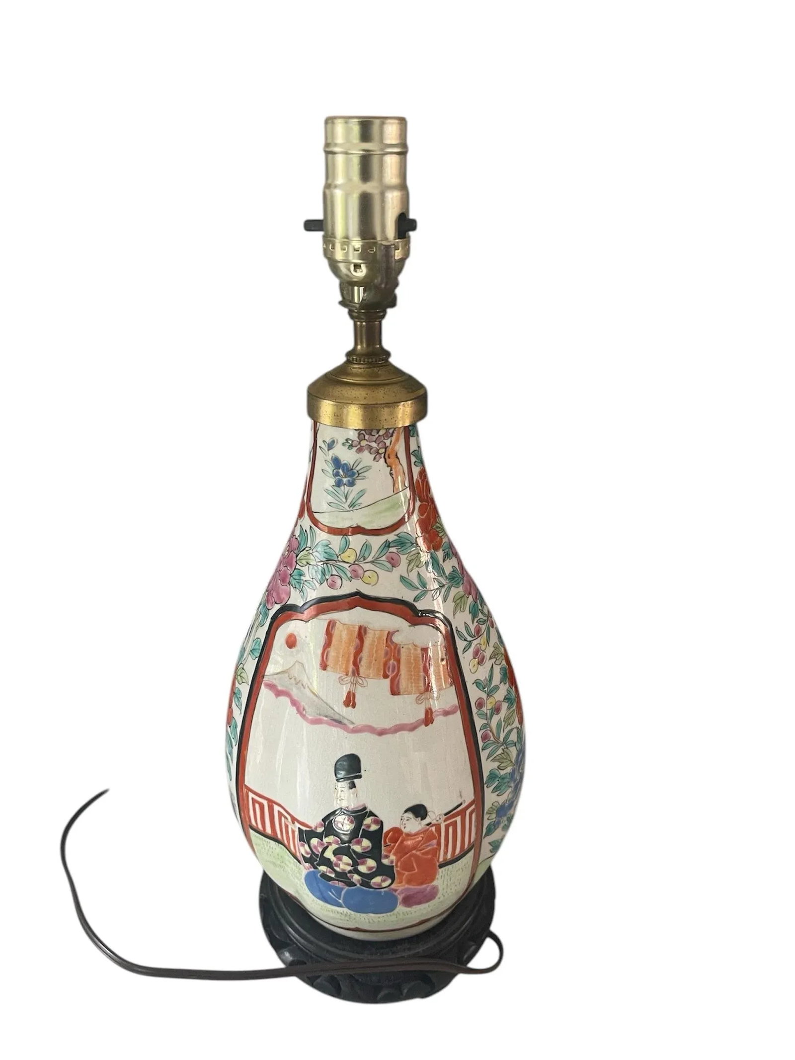 Antique Famille Rose Porcelain Lamp - 3