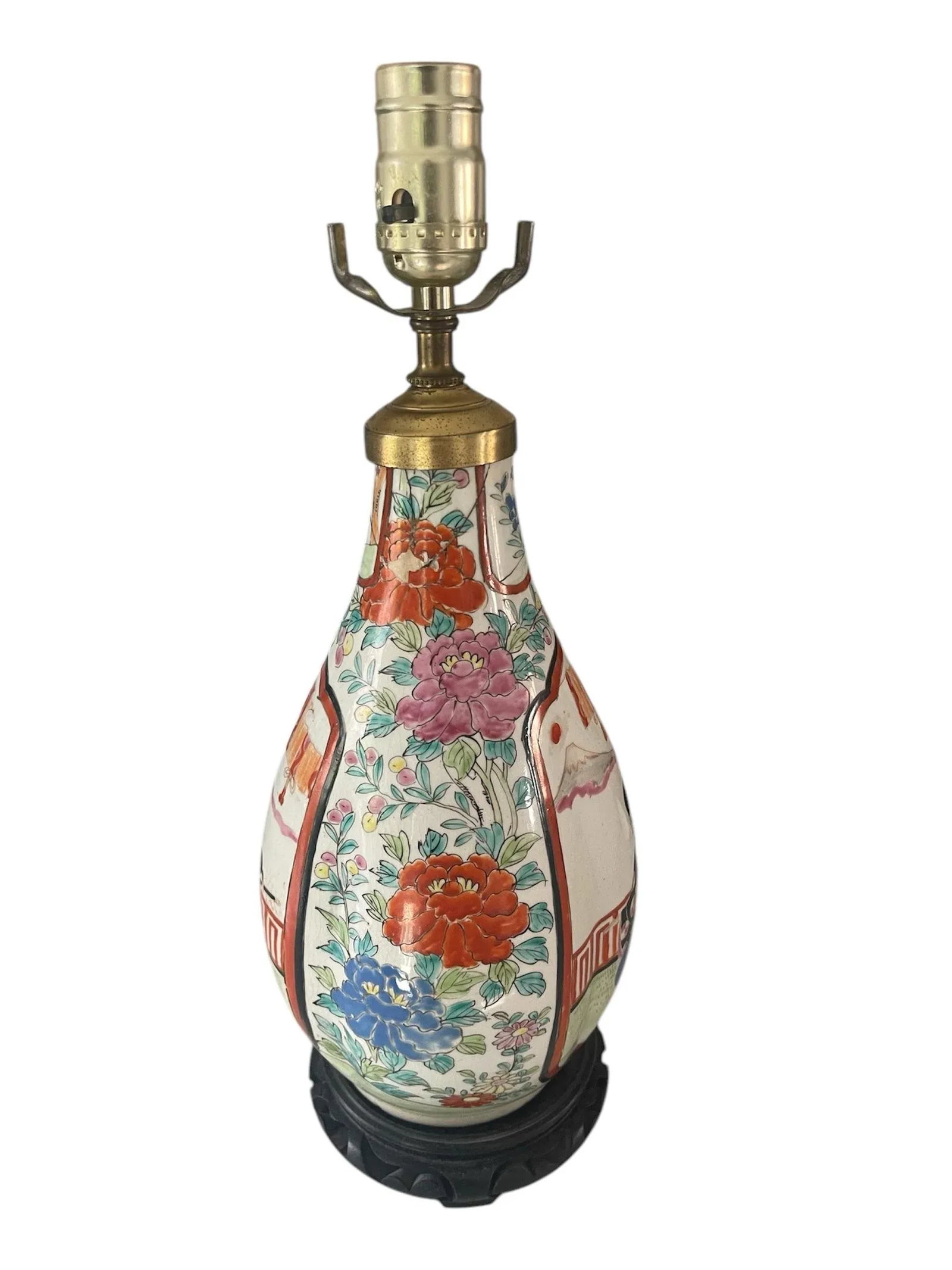 Antique Famille Rose Porcelain Lamp - 4