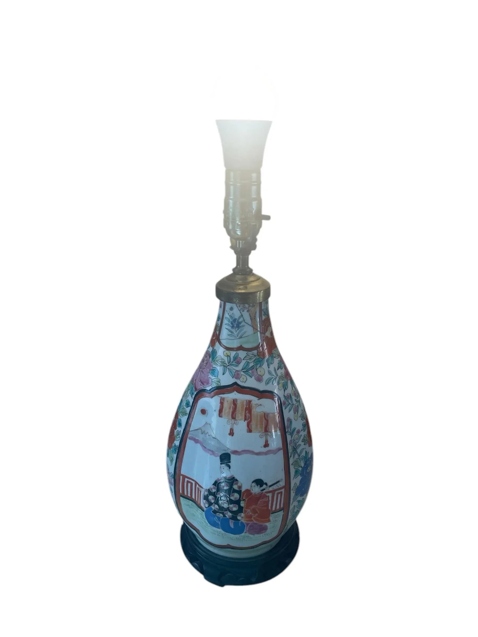 Antique Famille Rose Porcelain Lamp - 5