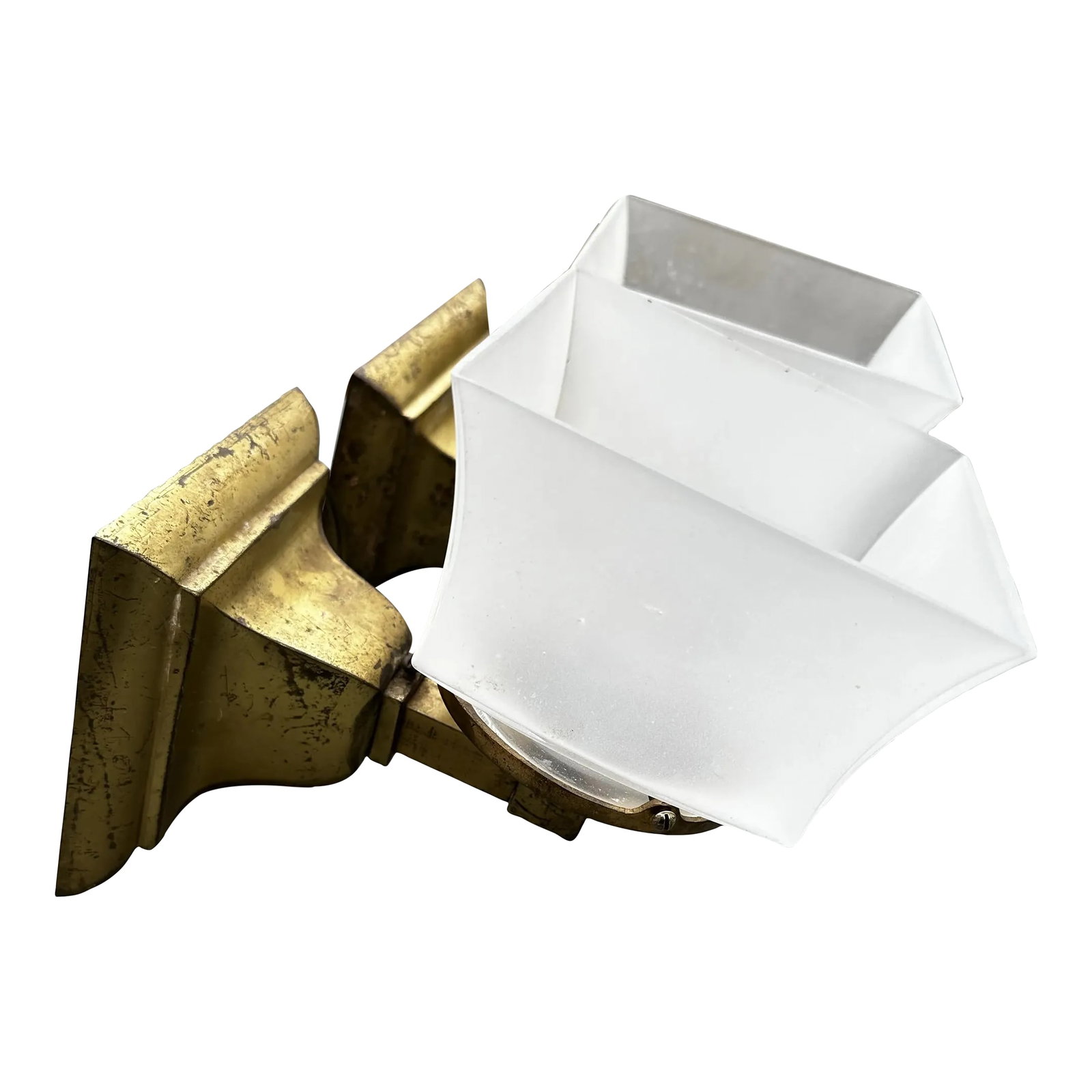 Vintage Pair of Miller Brass Mission Wall Sconces With Shades: Old Lights On is pleased to offer this excellent pair of signed Miller mission style wall sconces with glass shades. They are wired and ready to install. We ship everywhere. Condition: Alterations: Re