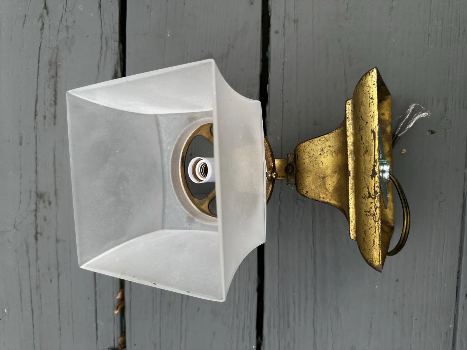Vintage Pair of Miller Brass Mission Wall Sconces With Shades - 2