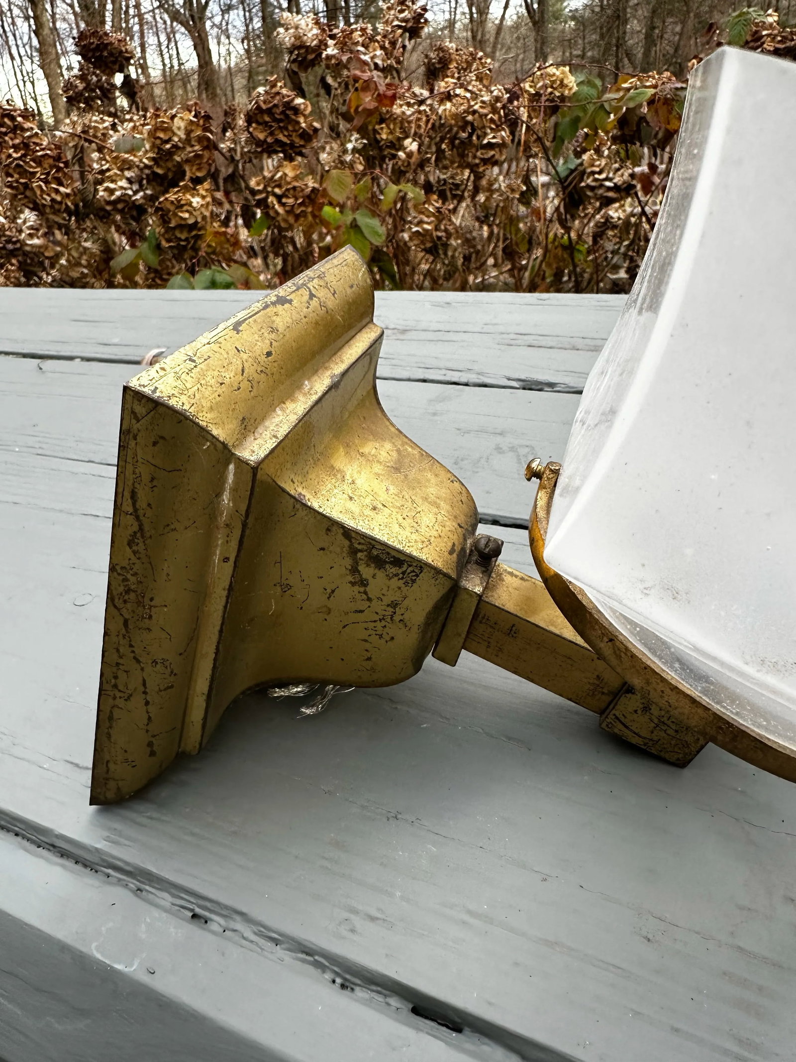 Vintage Pair of Miller Brass Mission Wall Sconces With Shades - 6