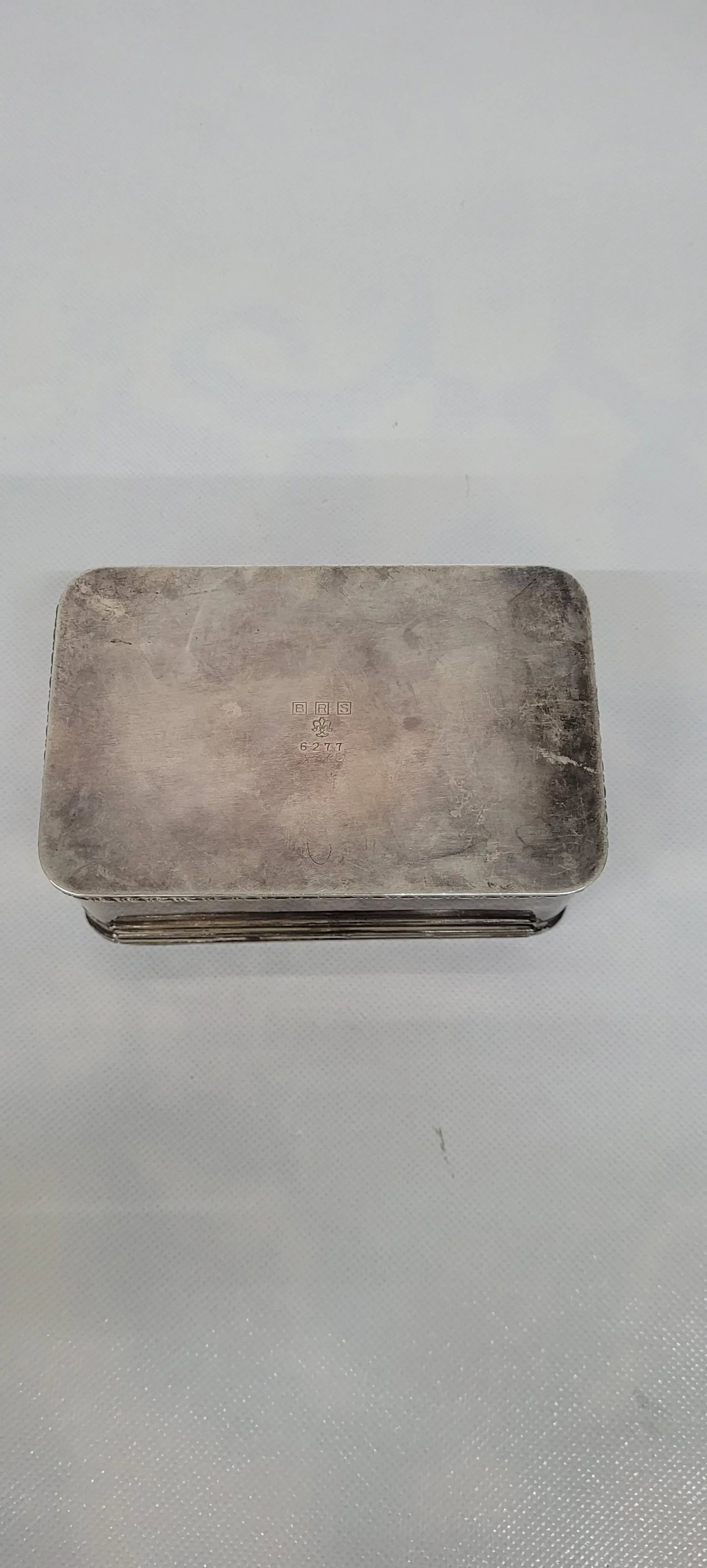 1930s Vintage Snuff Tobacco Stash Bernard Rice Son Brs Silver Plated Box Marked With Coat of Armor F - 5