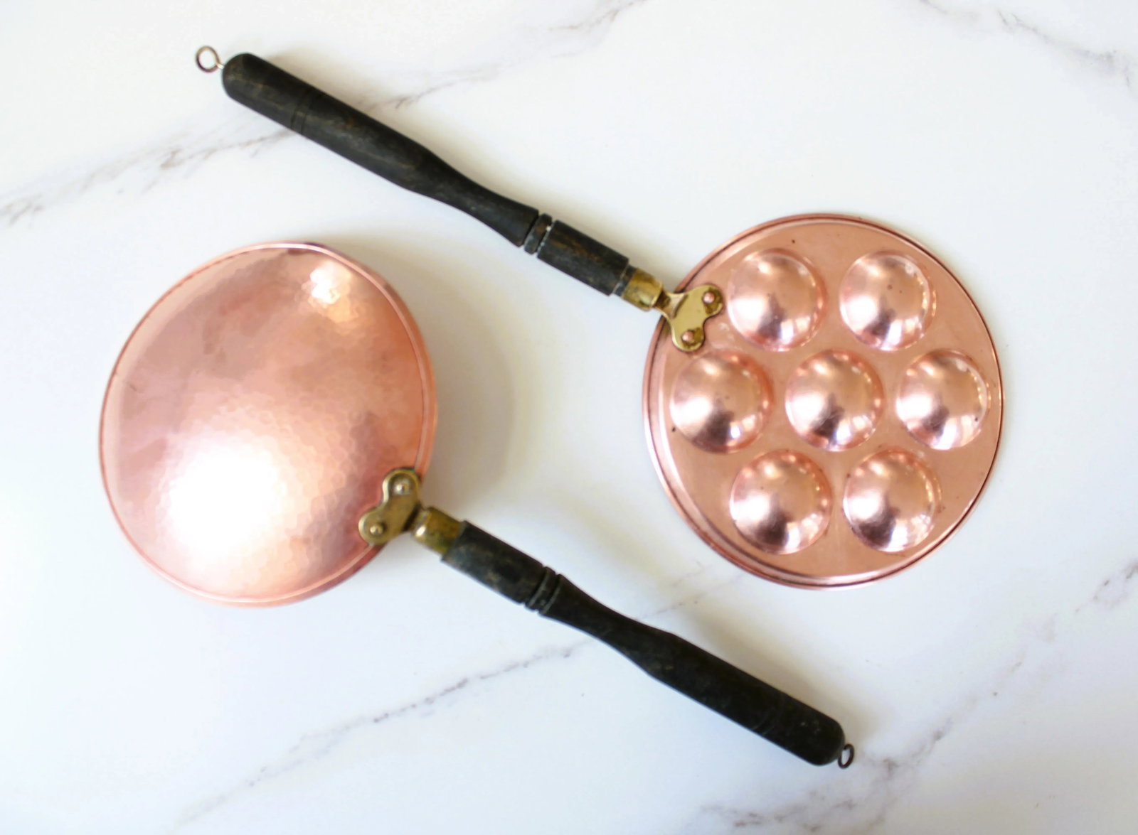 Antique French Handmade Copper Chef's Utensils S/2 - 2