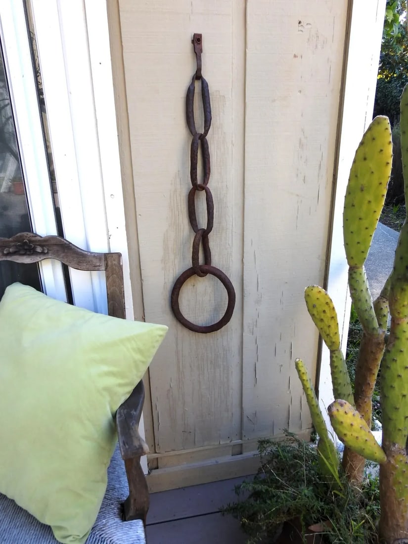 Antique Rusty Forge Iron Mooring Chain Garden Wall Decor - 2