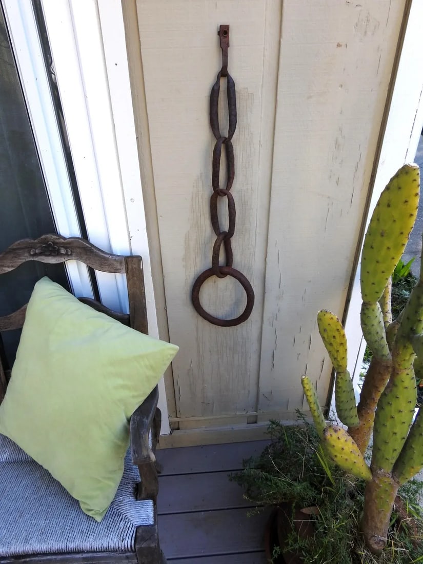 Antique Rusty Forge Iron Mooring Chain Garden Wall Decor - 3