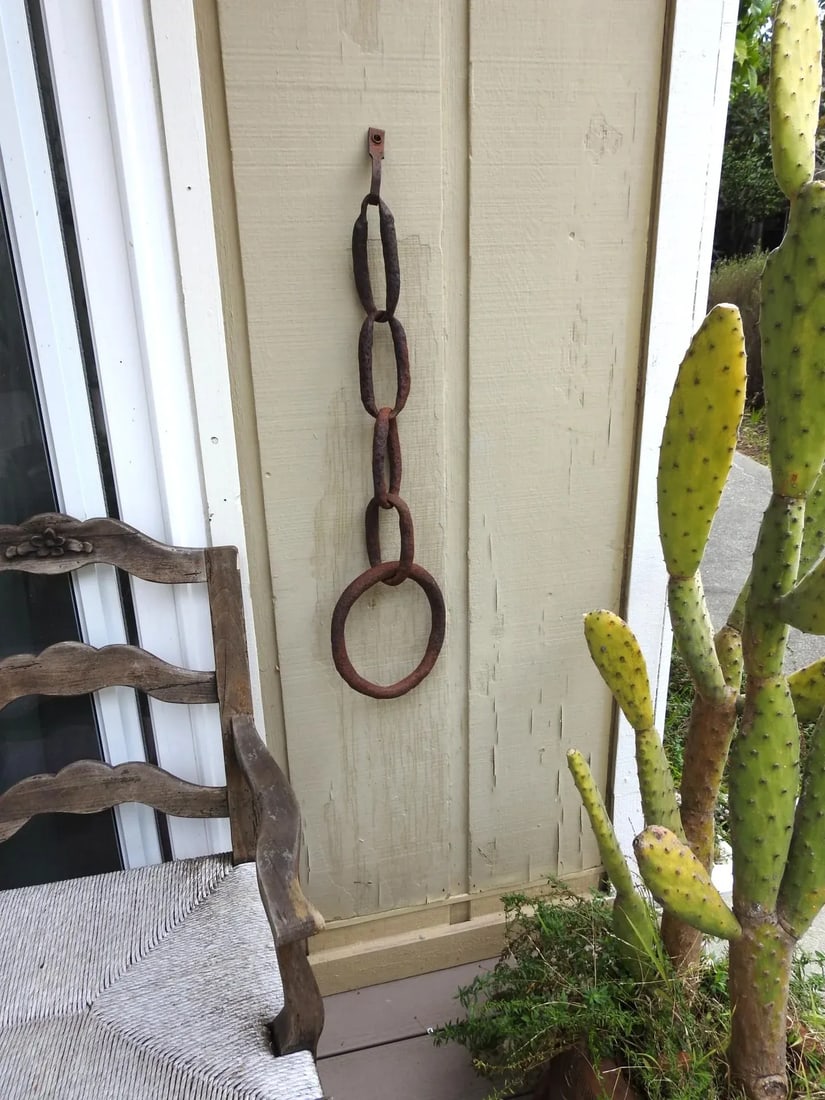 Antique Rusty Forge Iron Mooring Chain Garden Wall Decor - 4
