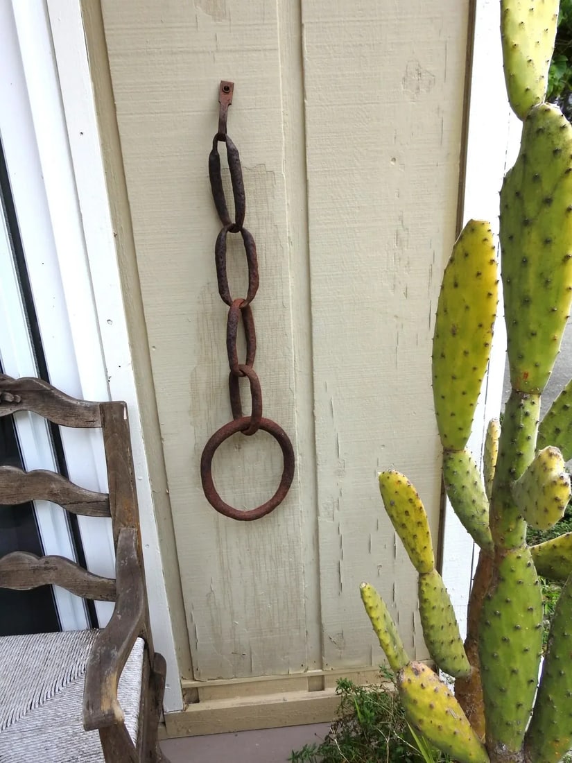 Antique Rusty Forge Iron Mooring Chain Garden Wall Decor - 5