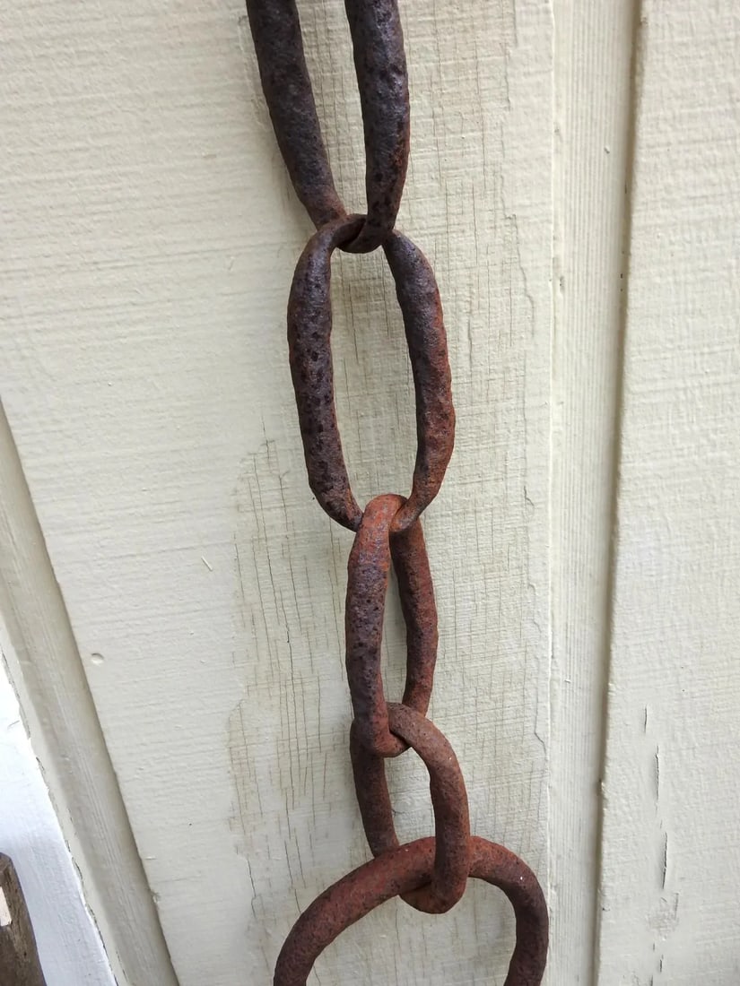 Antique Rusty Forge Iron Mooring Chain Garden Wall Decor - 7