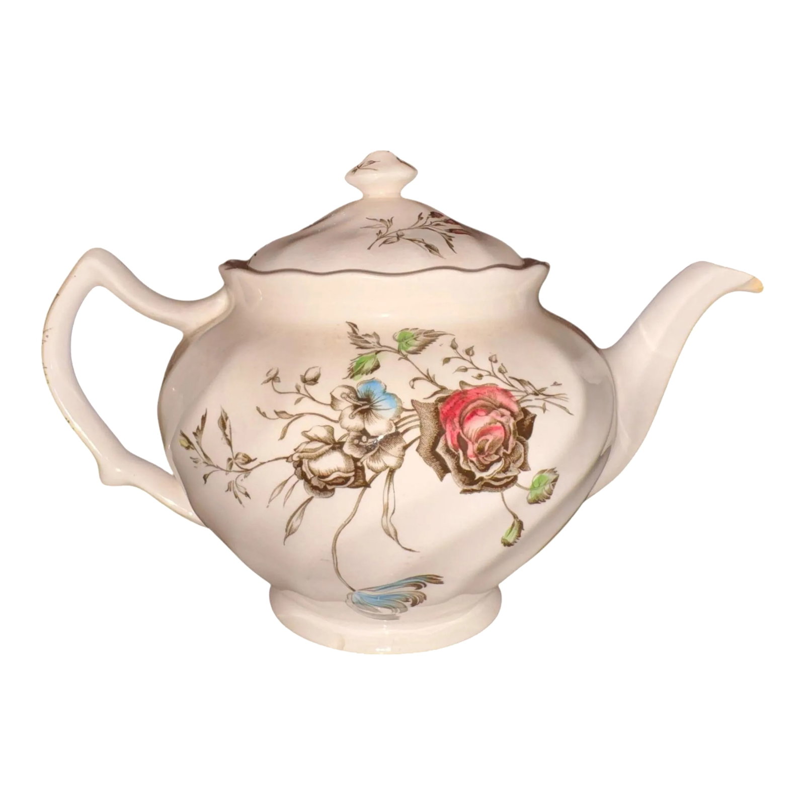 1960s Vintage 'Day in June' Floral Teapot by Johnson Bros.: This picturesque and elegant teapot is a rare treasure that surely won't be available for long! The 'Day in June' china pattern - made by renowned China makers, the Johnson Brothers - is highly sought