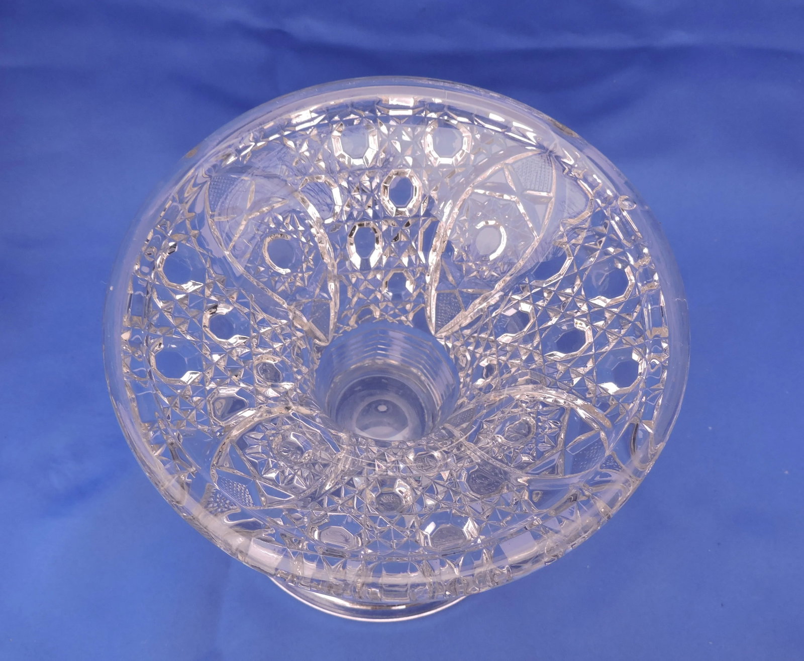 Circa 1894 McKee Glass Co. Eapg Punch Bowl With Stand Pressed Cut in Rotec Pattern - 10