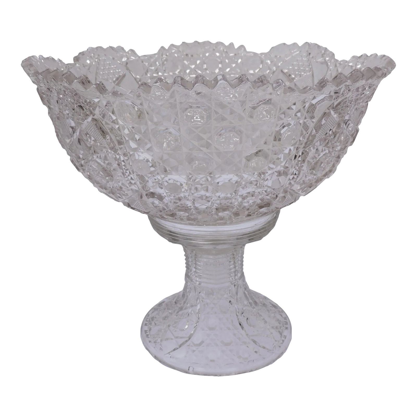 Circa 1894 McKee Glass Co. Eapg Punch Bowl With Stand Pressed Cut in Rotec Pattern (1 of 12)