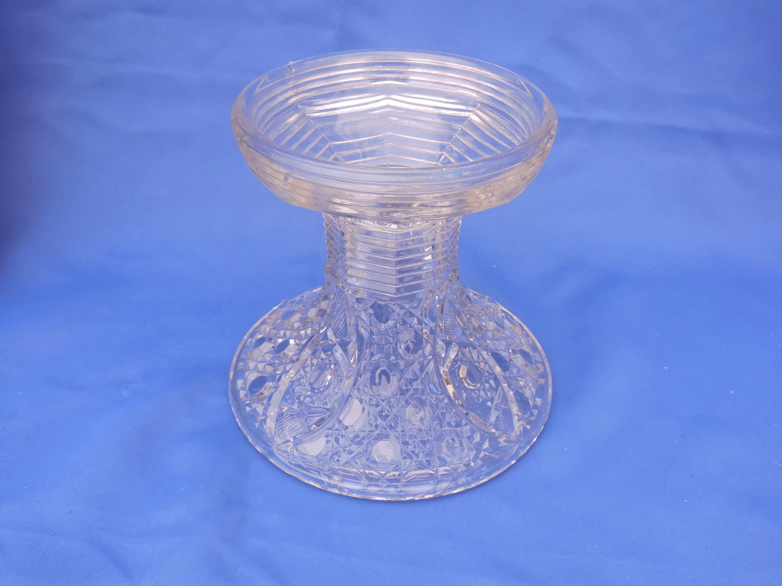 Circa 1894 McKee Glass Co. Eapg Punch Bowl With Stand Pressed Cut in Rotec Pattern - 8