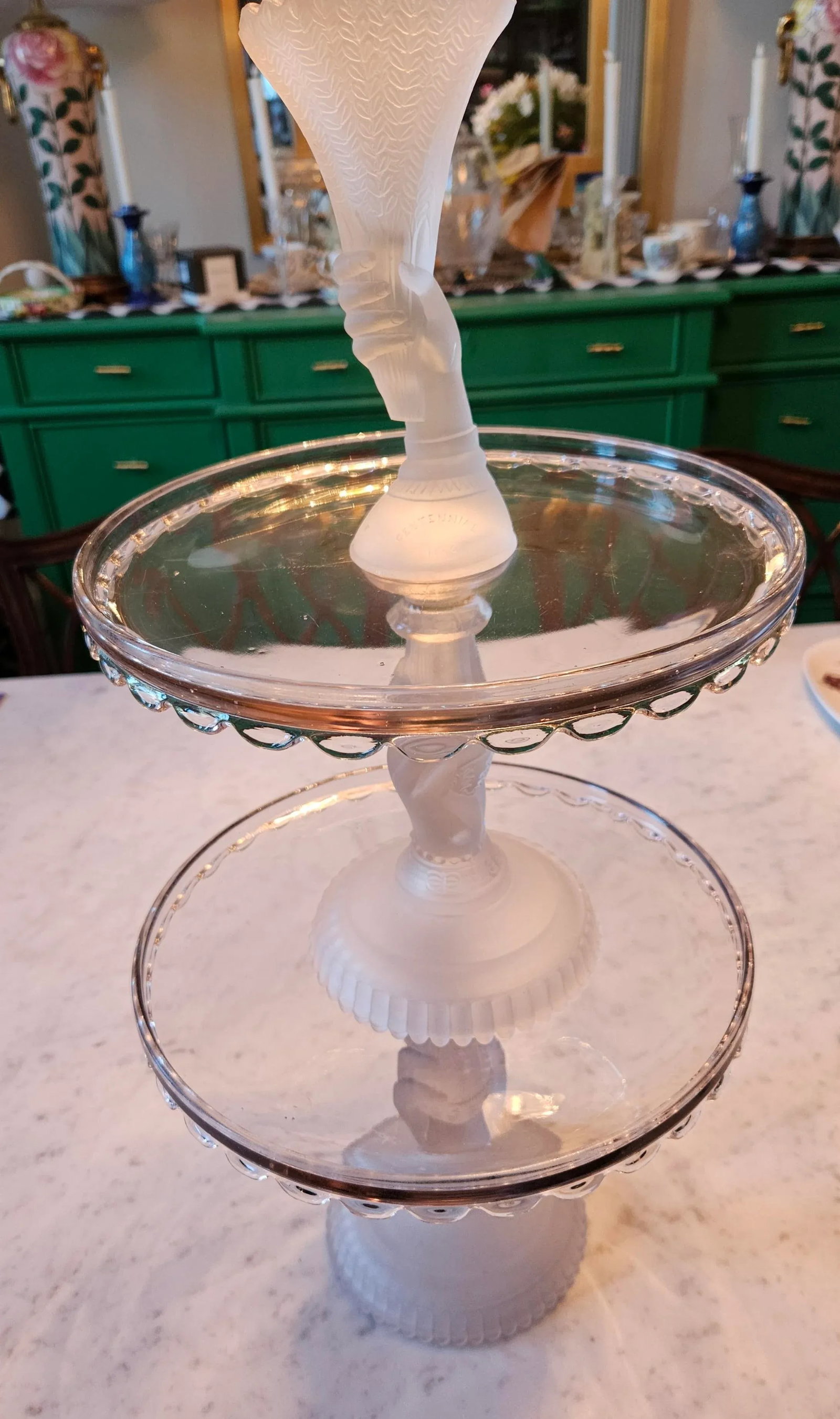 Late 19th Century Centennial Glass Cake Stand Set- 3 Pieces - 2