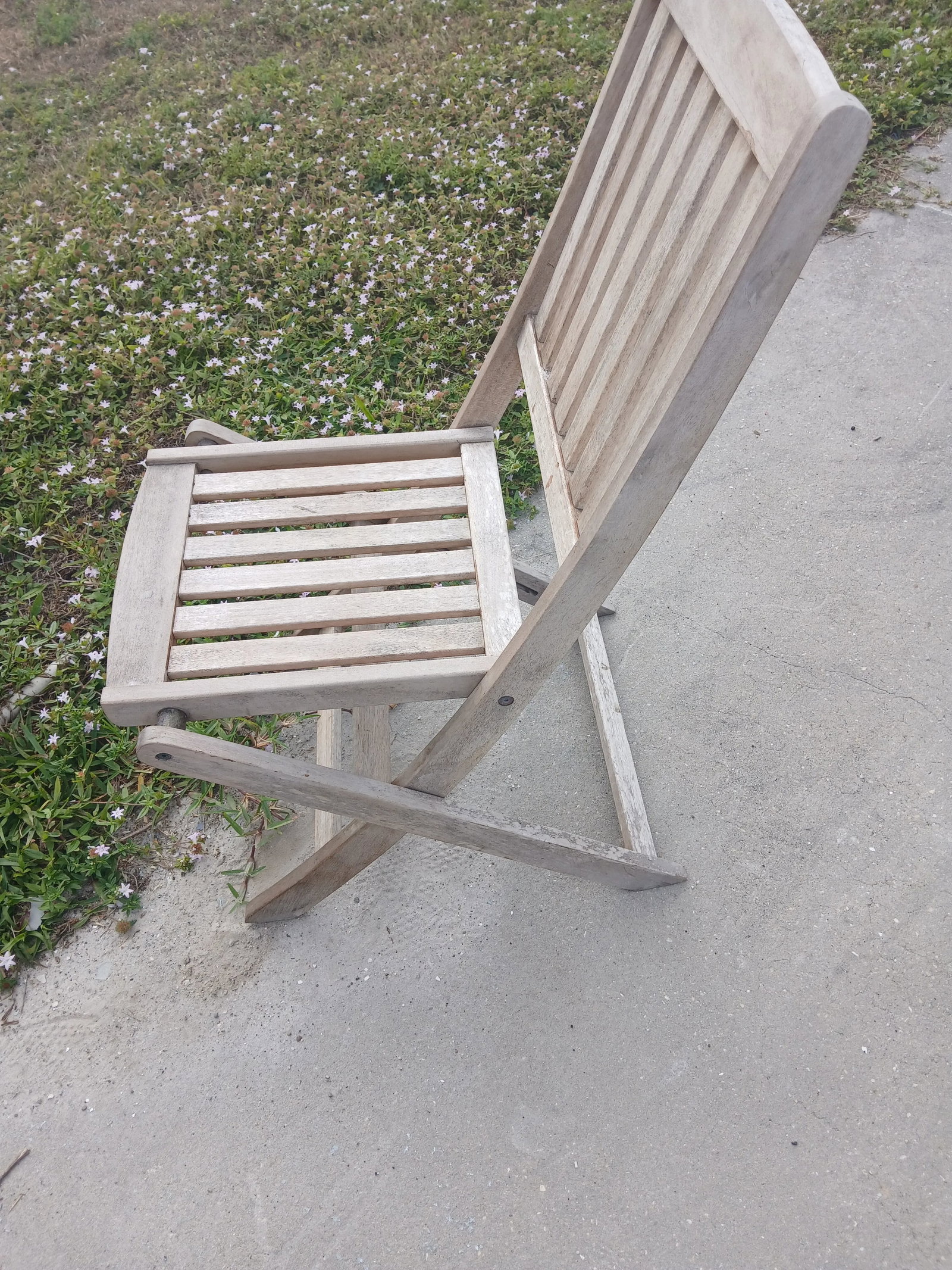 Vintage 20th Century Teak Wood High Back Folding Outdoor Chair - 7