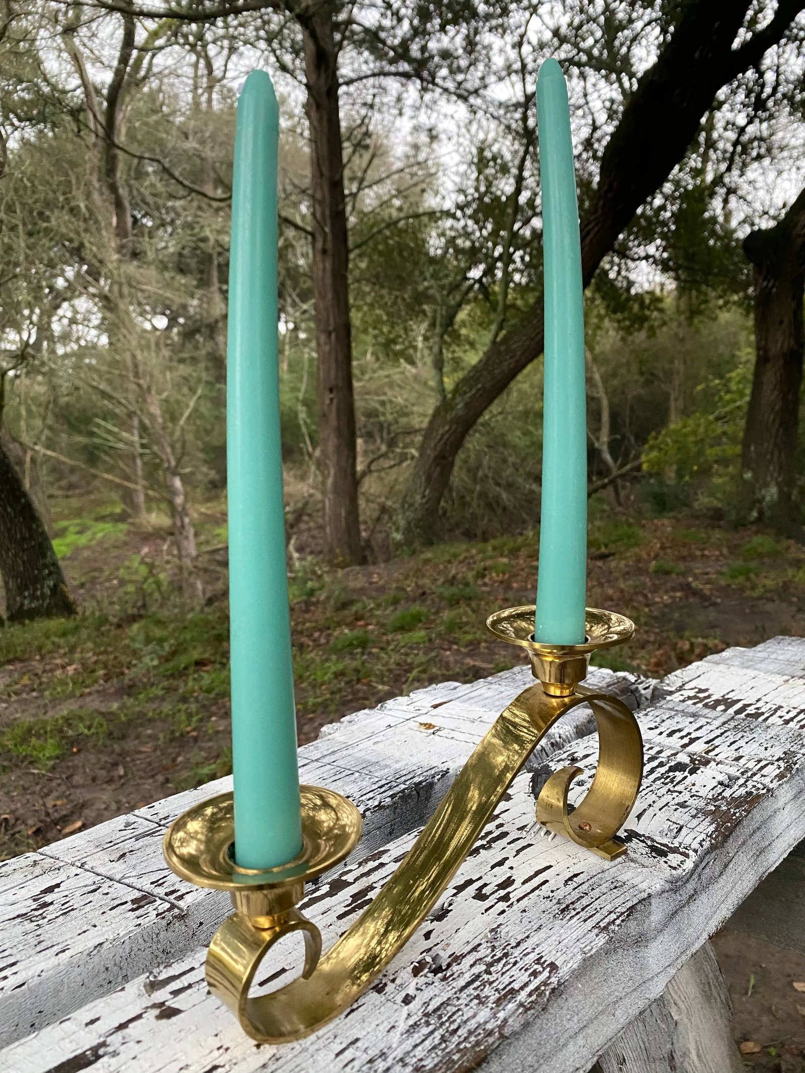 Midcentury Modern Sculptural Brass Candle Holder (Candles Included) - 2