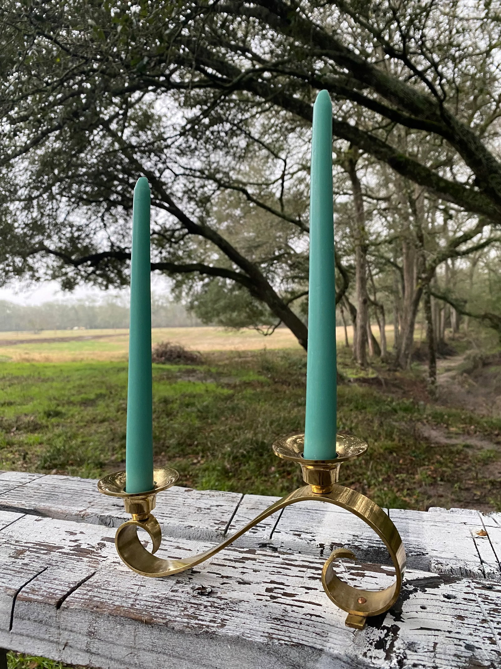 Midcentury Modern Sculptural Brass Candle Holder (Candles Included) - 3