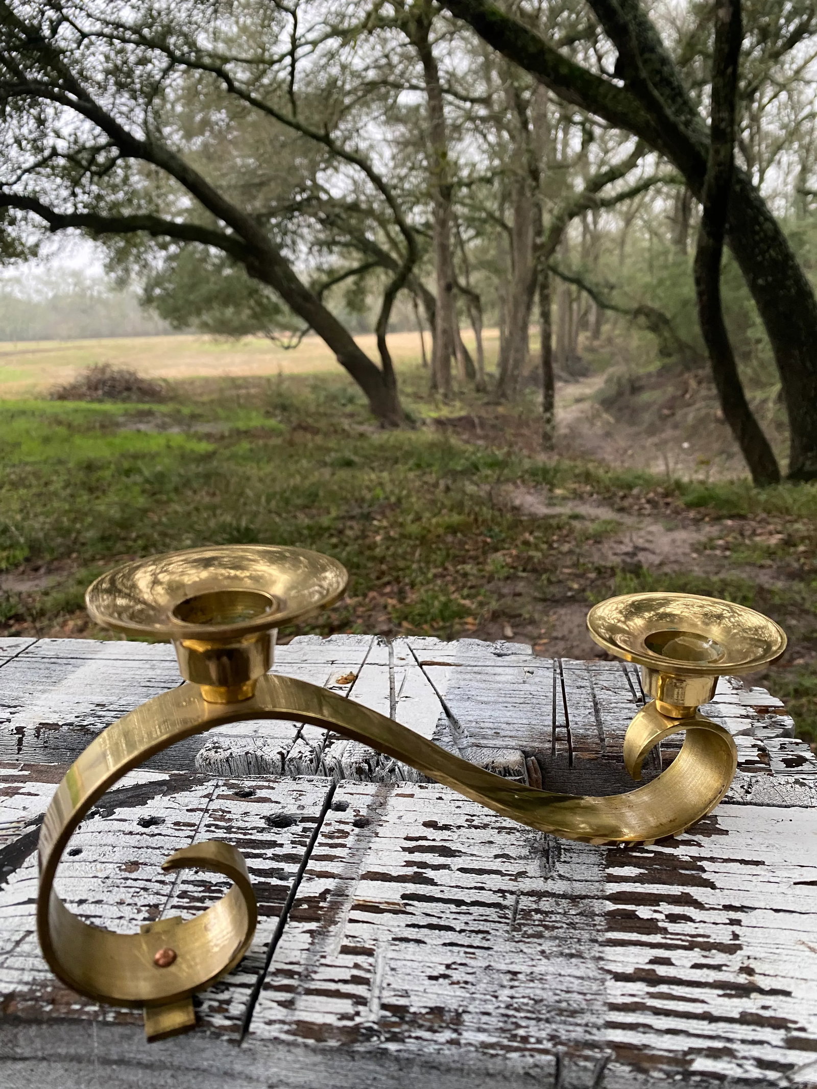 Midcentury Modern Sculptural Brass Candle Holder (Candles Included) - 4