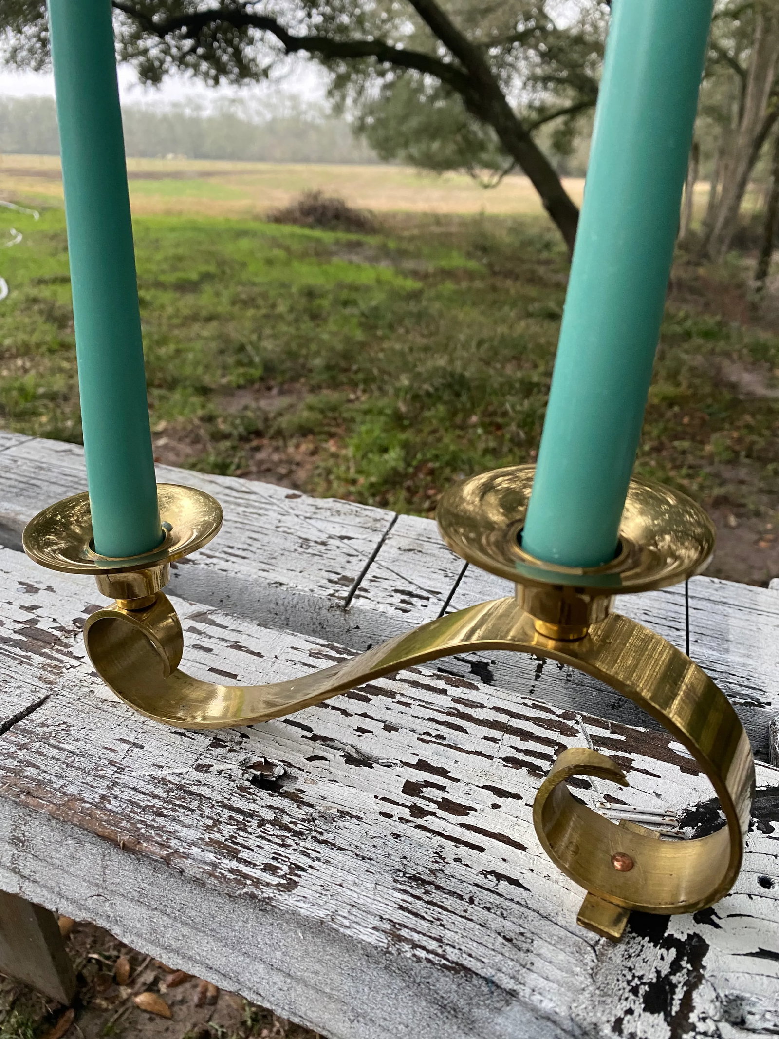 Midcentury Modern Sculptural Brass Candle Holder (Candles Included) - 5