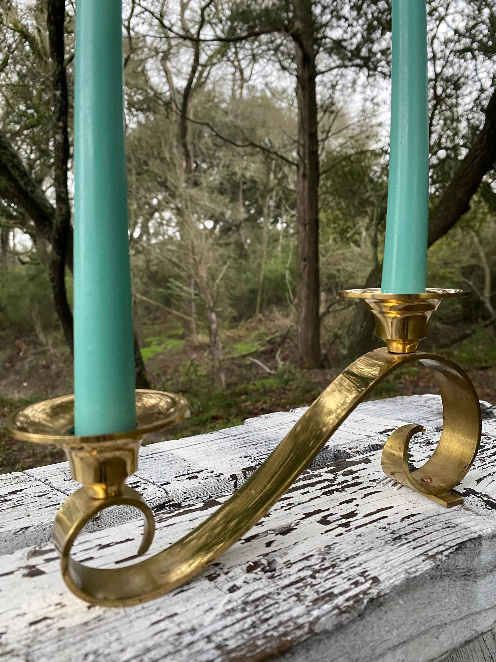 Midcentury Modern Sculptural Brass Candle Holder (Candles Included) - 6