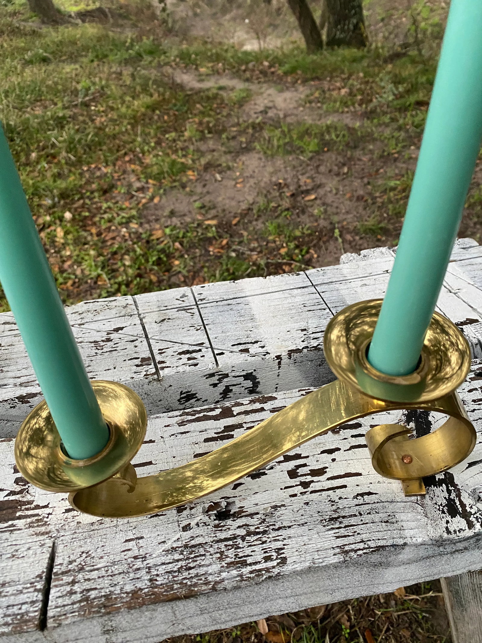 Midcentury Modern Sculptural Brass Candle Holder (Candles Included) - 8