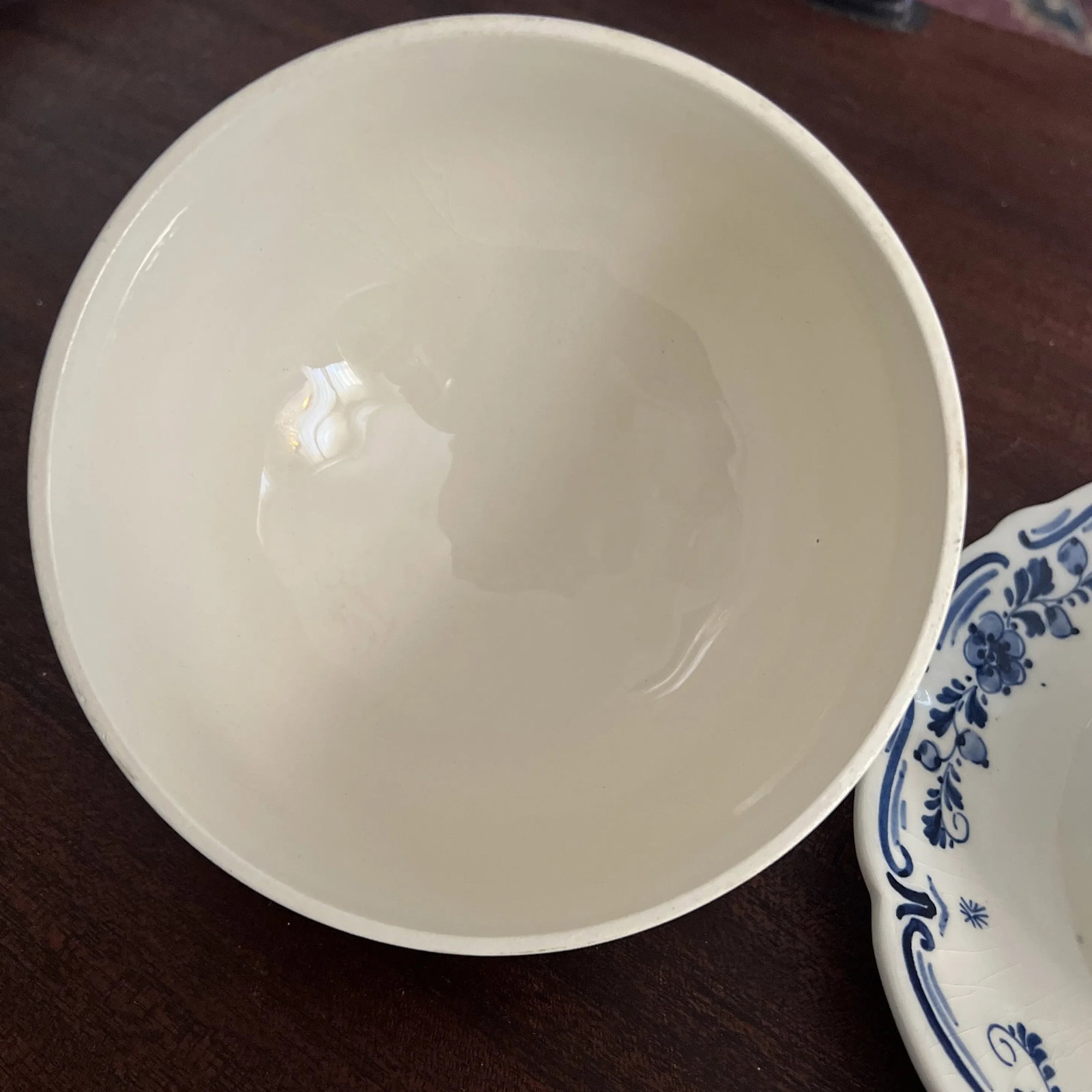 Vintage Hand Painted Delft Blue Covered Domed Cheese, Signed - 6