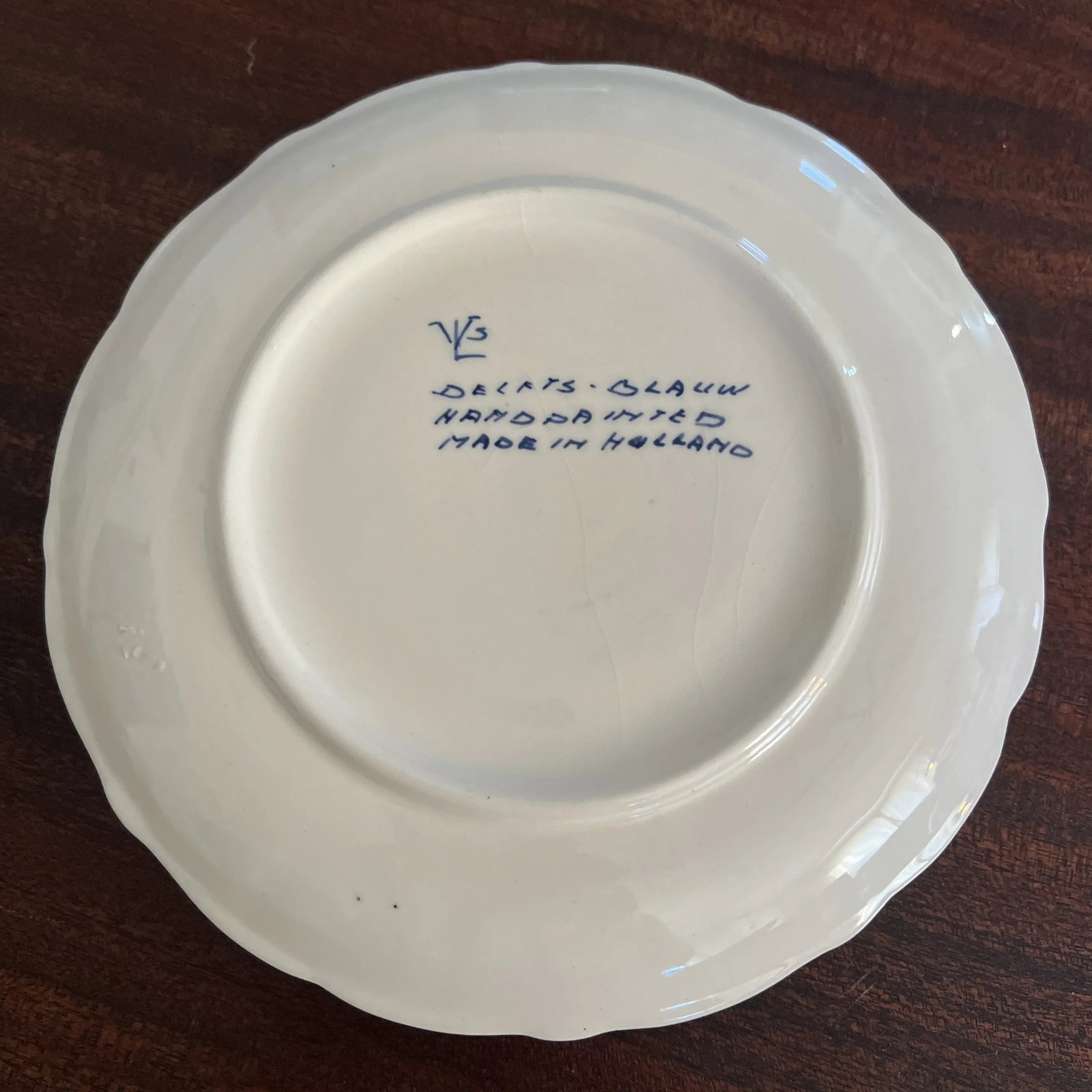 Vintage Hand Painted Delft Blue Covered Domed Cheese, Signed - 7
