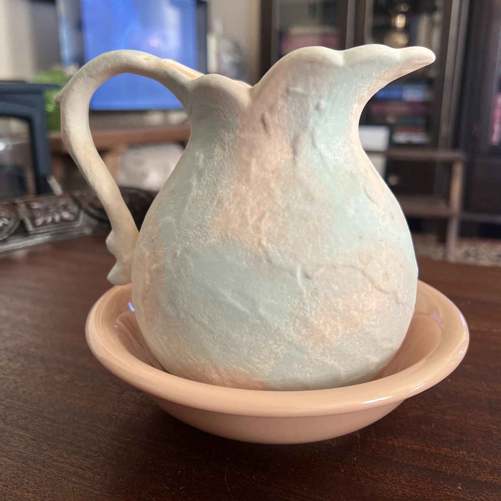 Vintage Ceramic Pitcher & Basin, Hand Decorated Vase - 3