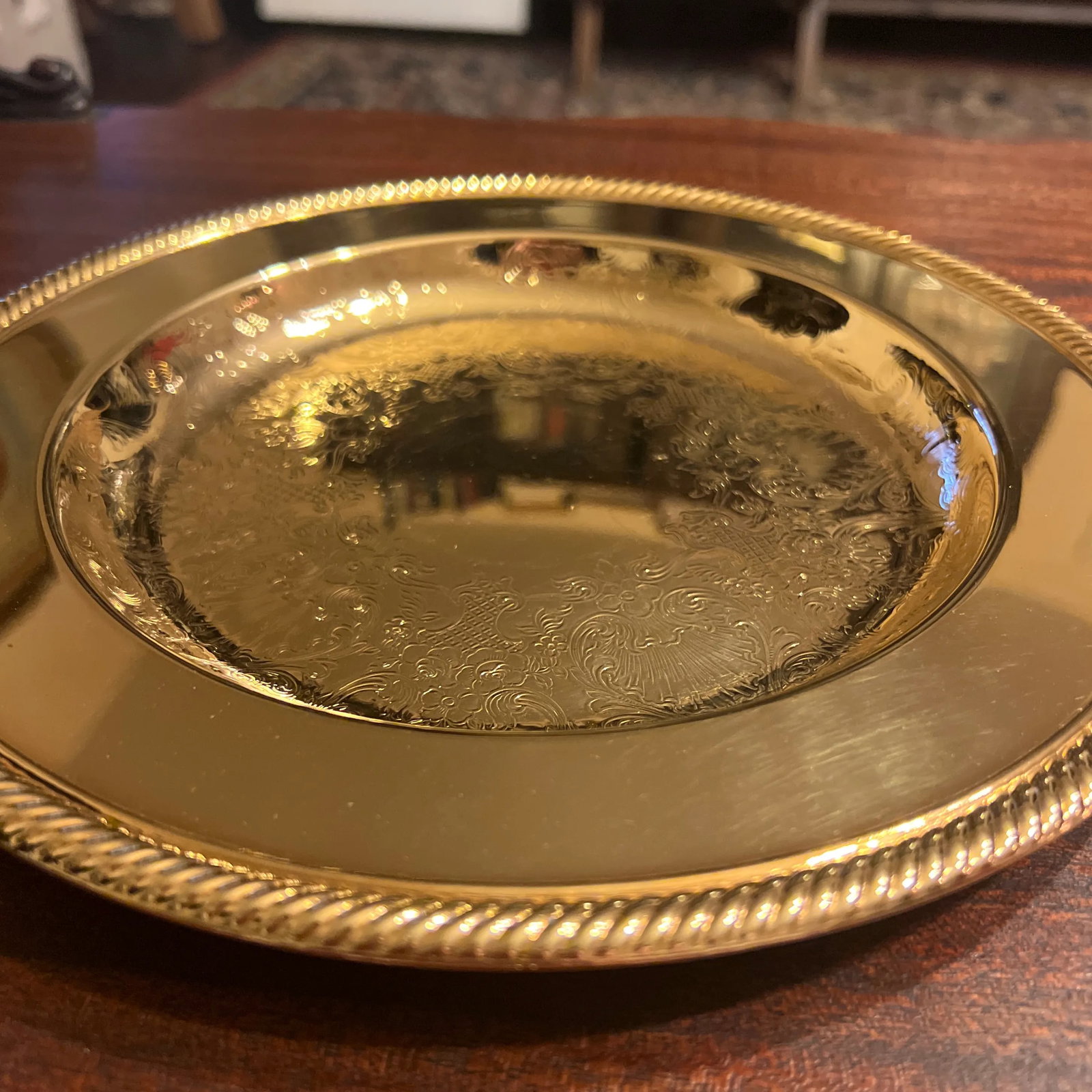 1980s 24 Karat Gold Plated Serving Service Tray Charger - 2
