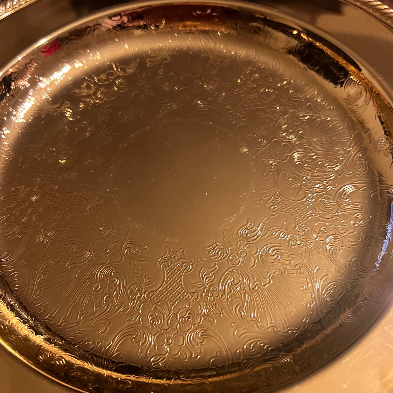 1980s 24 Karat Gold Plated Serving Service Tray Charger - 3