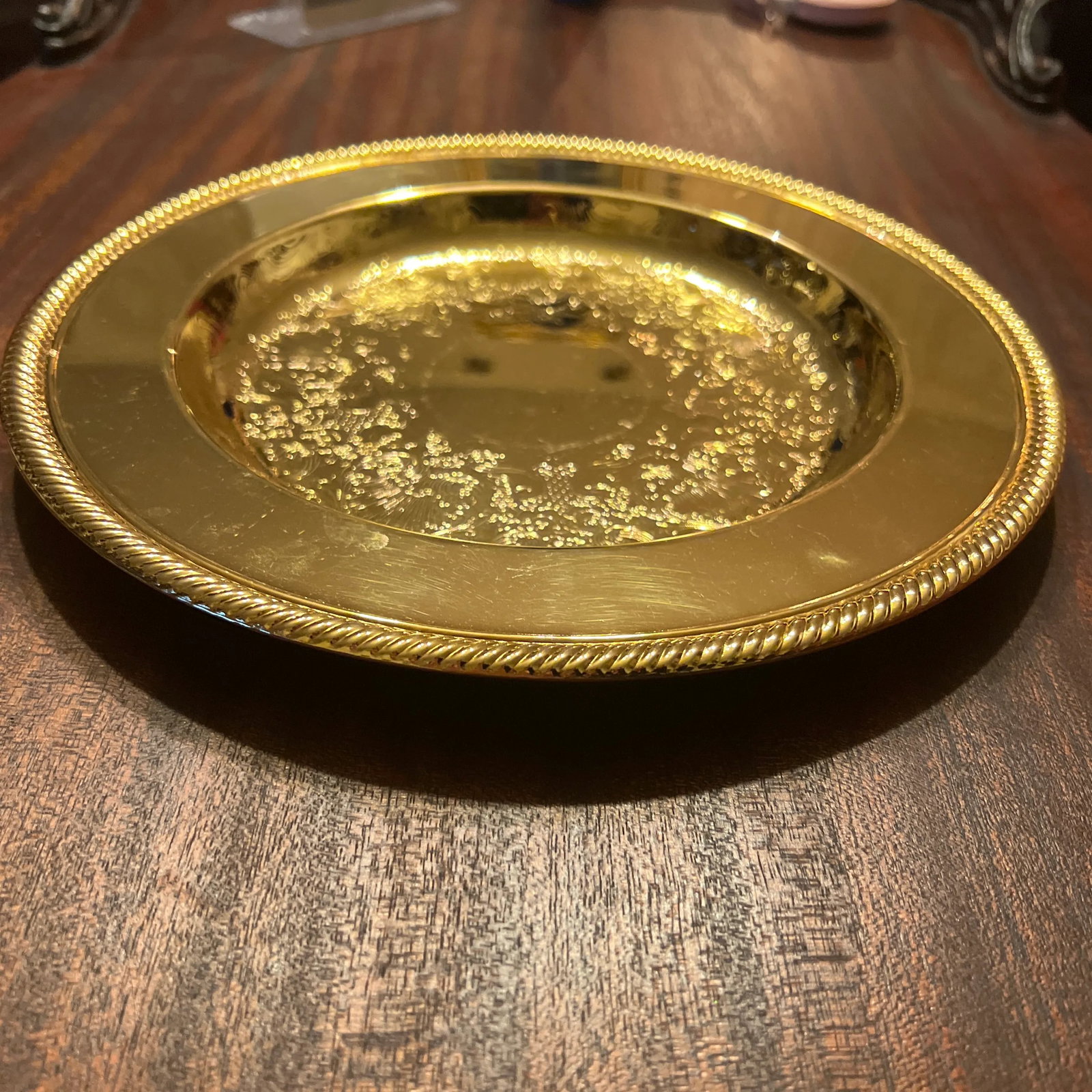 1980s 24 Karat Gold Plated Serving Service Tray Charger - 8