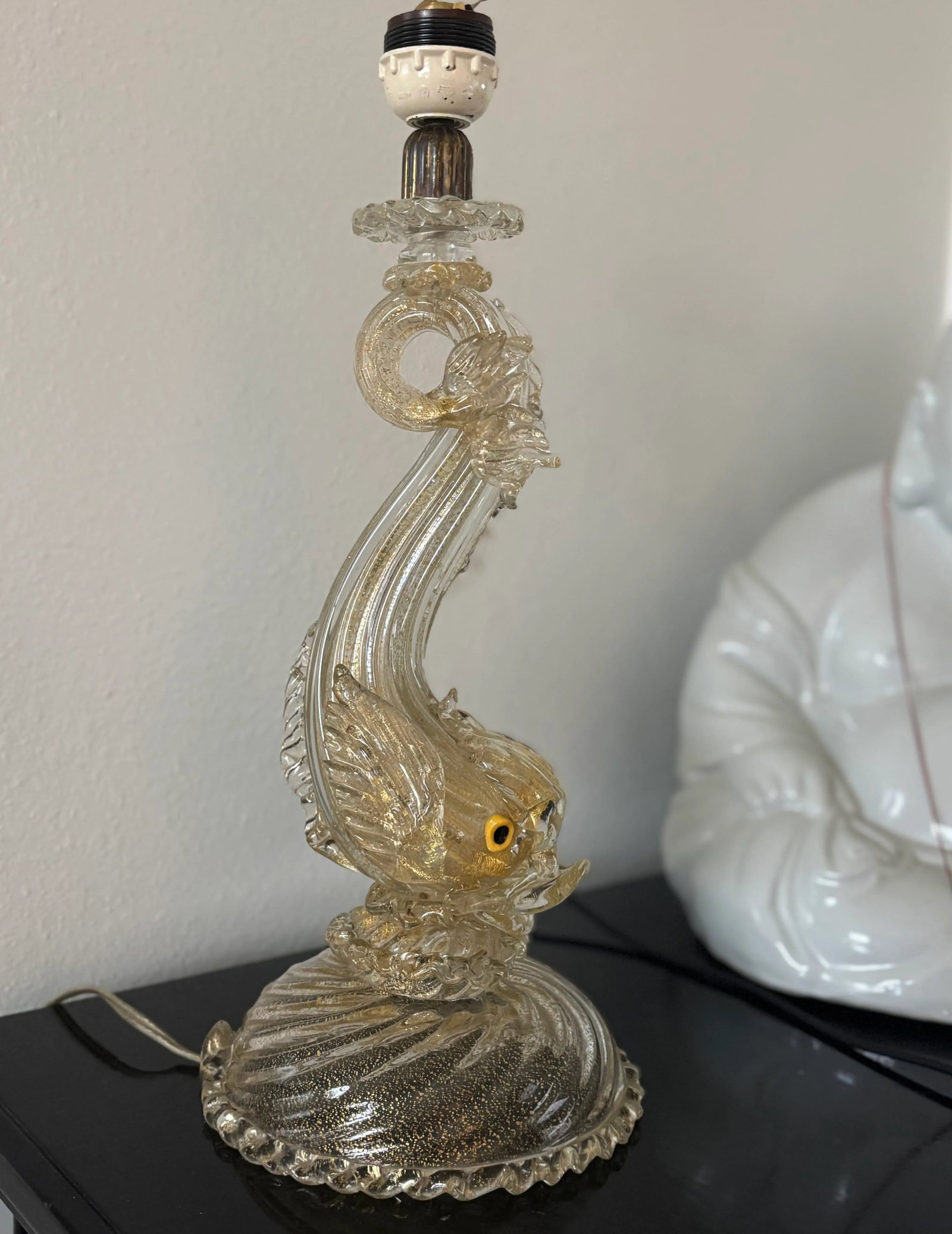 Antique Golden Dolphin Murano Lamp Attributed to Barovier & Toso - 10