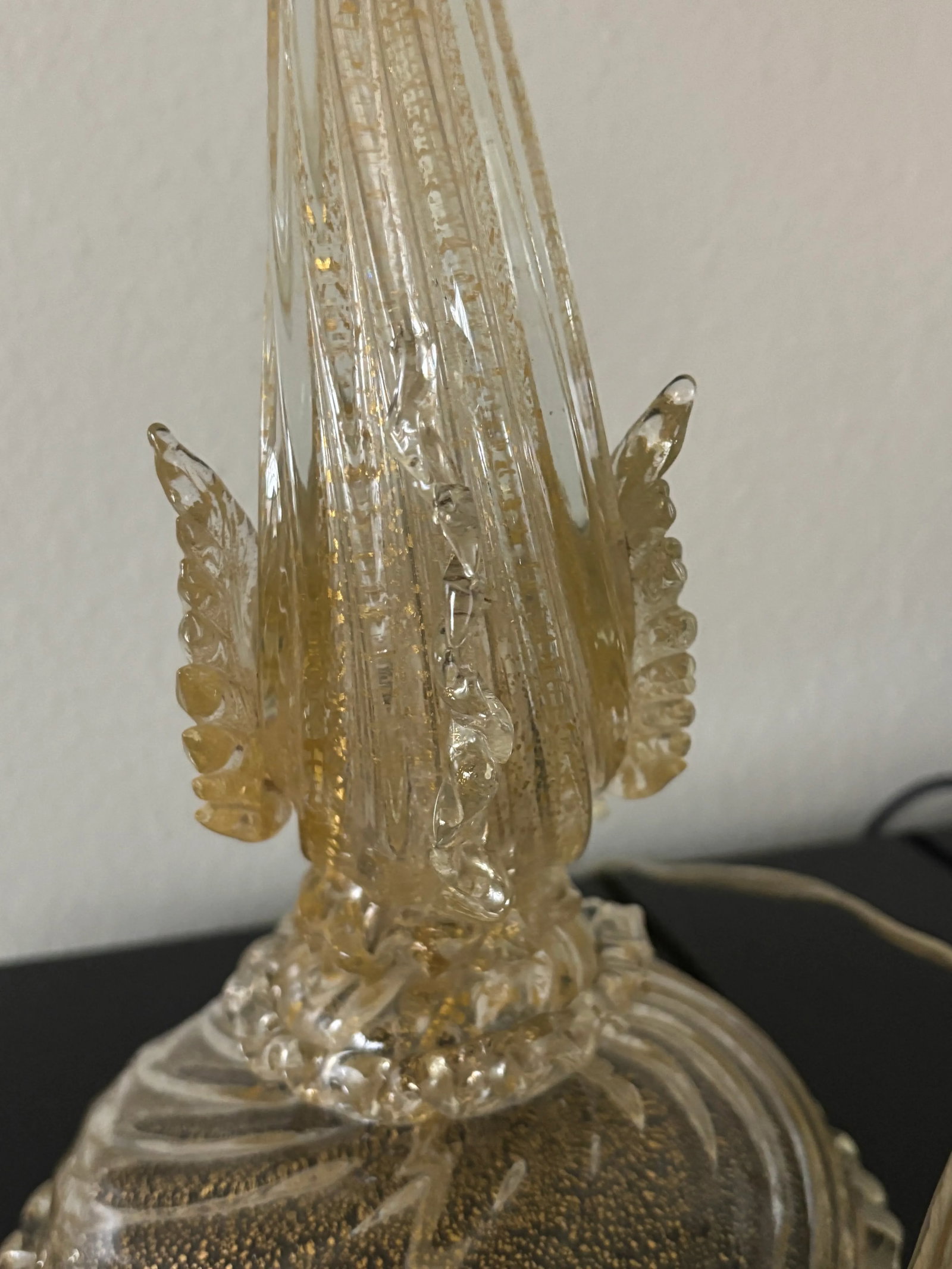 Antique Golden Dolphin Murano Lamp Attributed to Barovier & Toso - 11