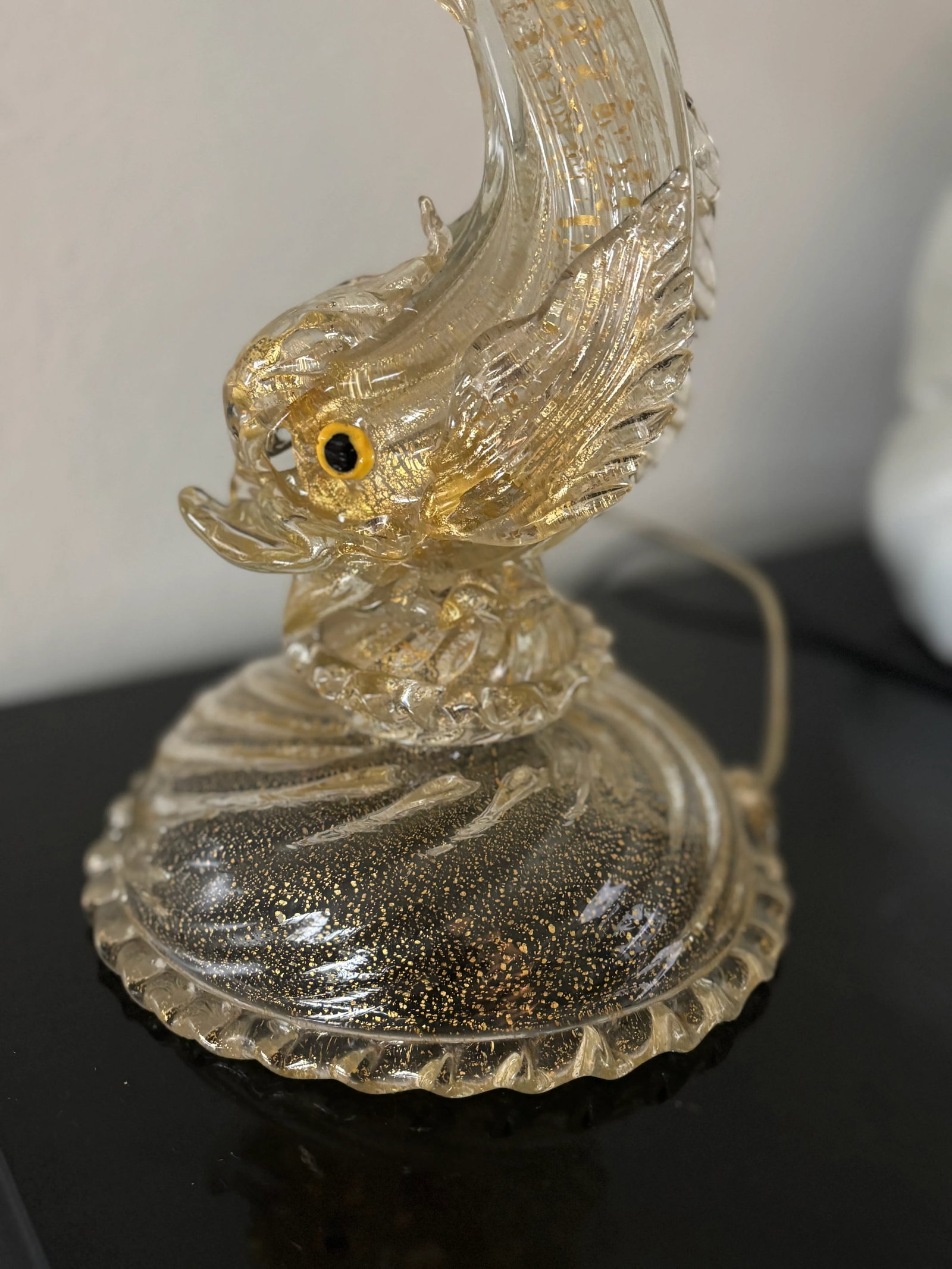 Antique Golden Dolphin Murano Lamp Attributed to Barovier & Toso - 2