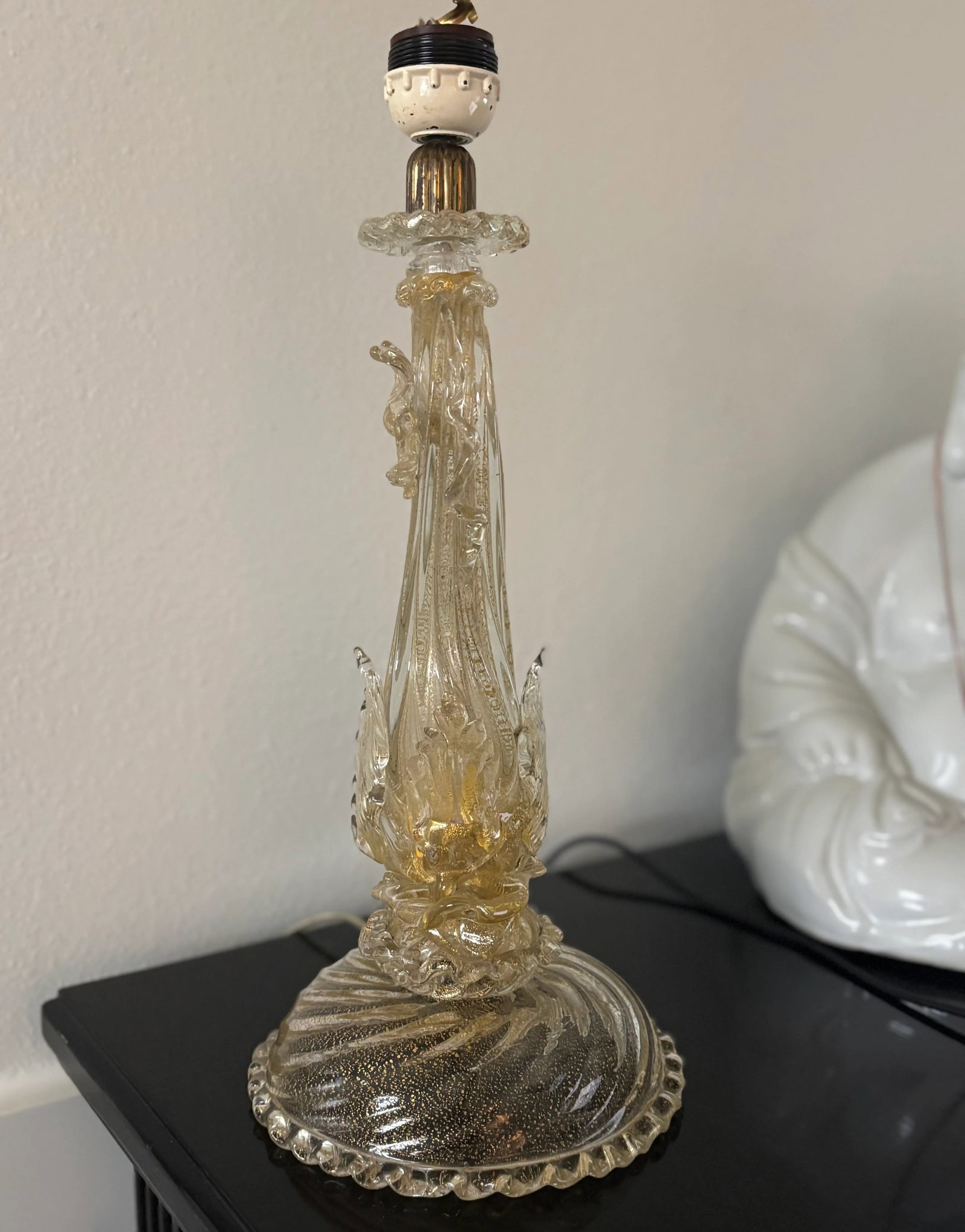Antique Golden Dolphin Murano Lamp Attributed to Barovier & Toso - 3