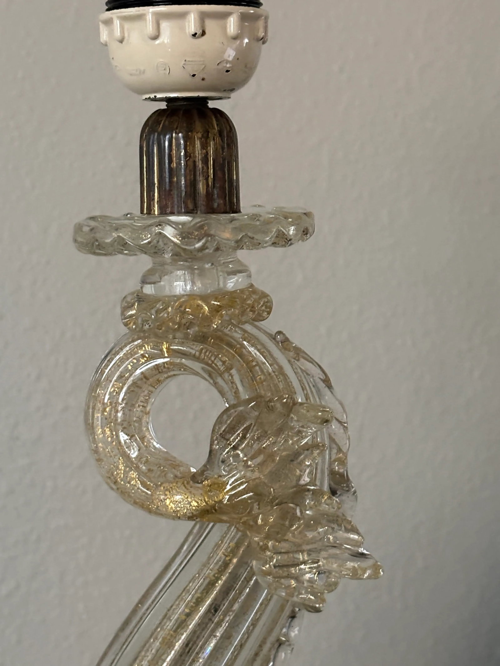 Antique Golden Dolphin Murano Lamp Attributed to Barovier & Toso - 5