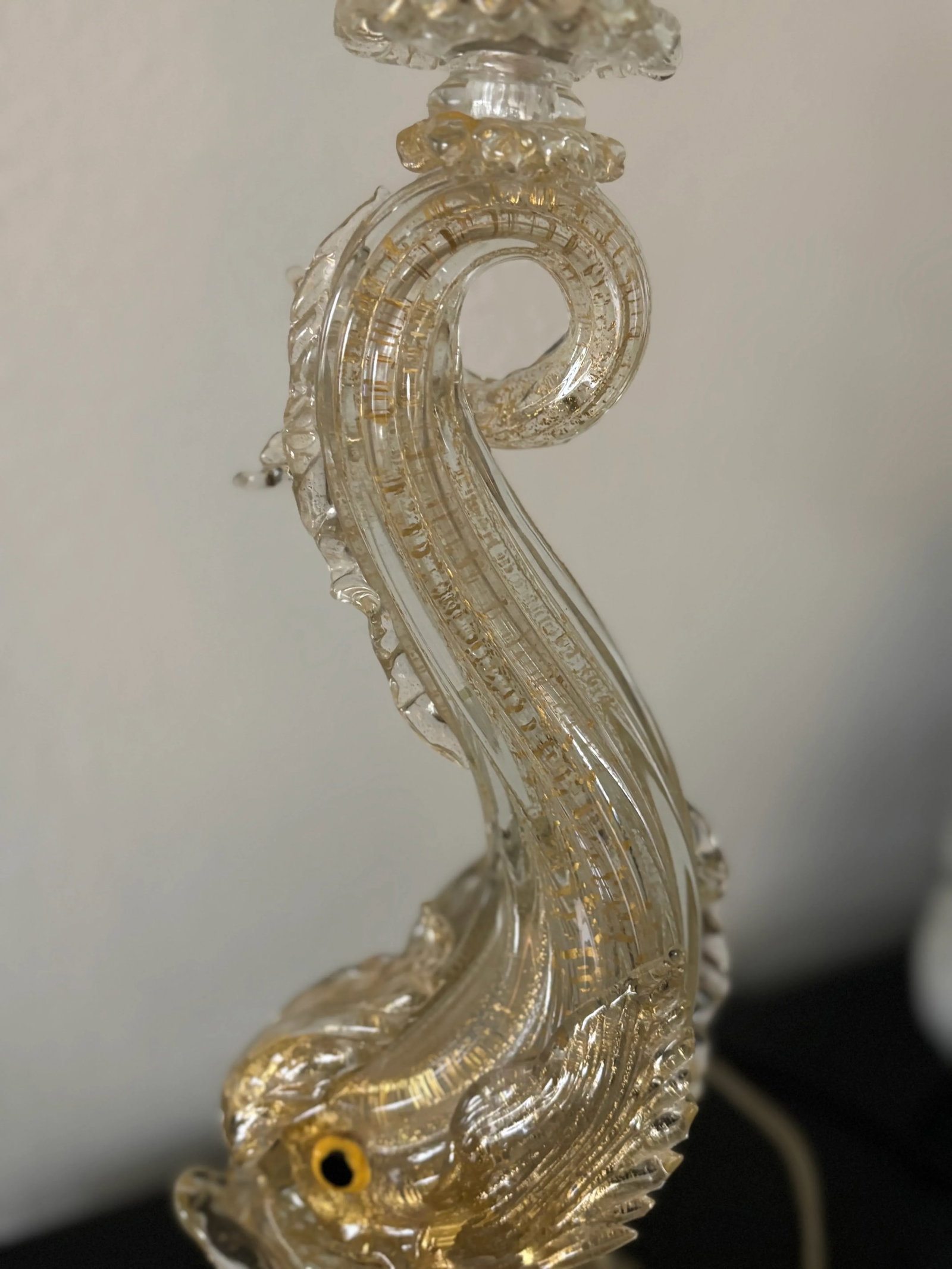 Antique Golden Dolphin Murano Lamp Attributed to Barovier & Toso - 6