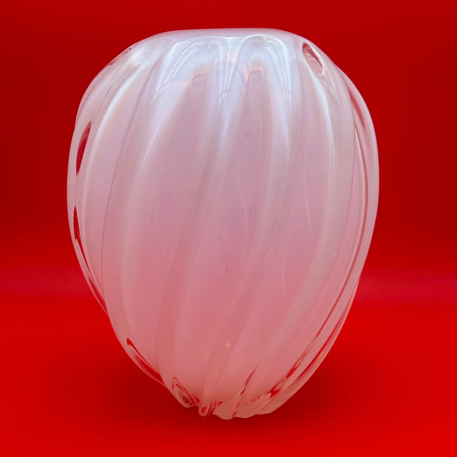 Vintage Mikasa Opalescent Italian Art Swirl Glass Vase Designed by Larry Laslo - 3