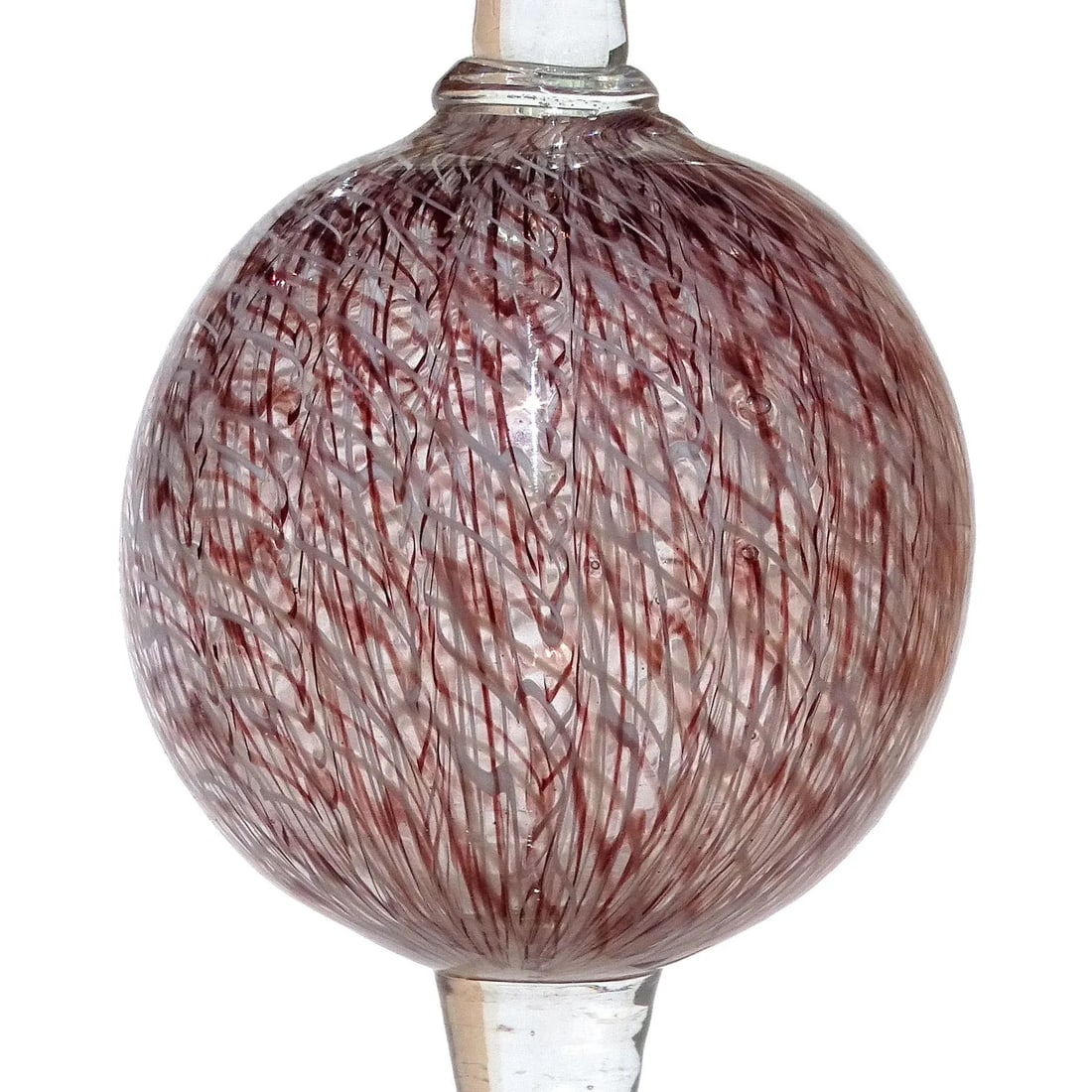 Vintage Murano Archimede Seguso 1952 Purple White Merletto Ribbons Italian Art Glass Candlestick - 4