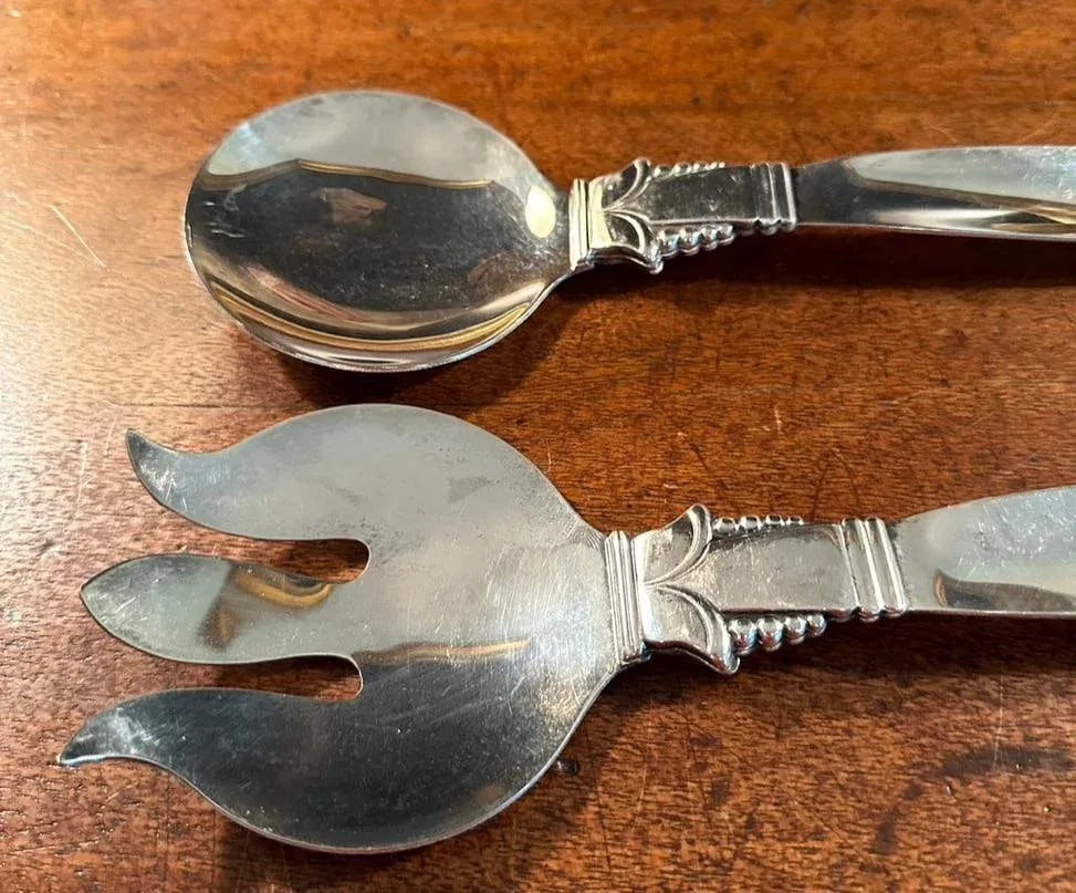 Mid 20th Century Jensen Style Serving Spoons- a Pair - 3