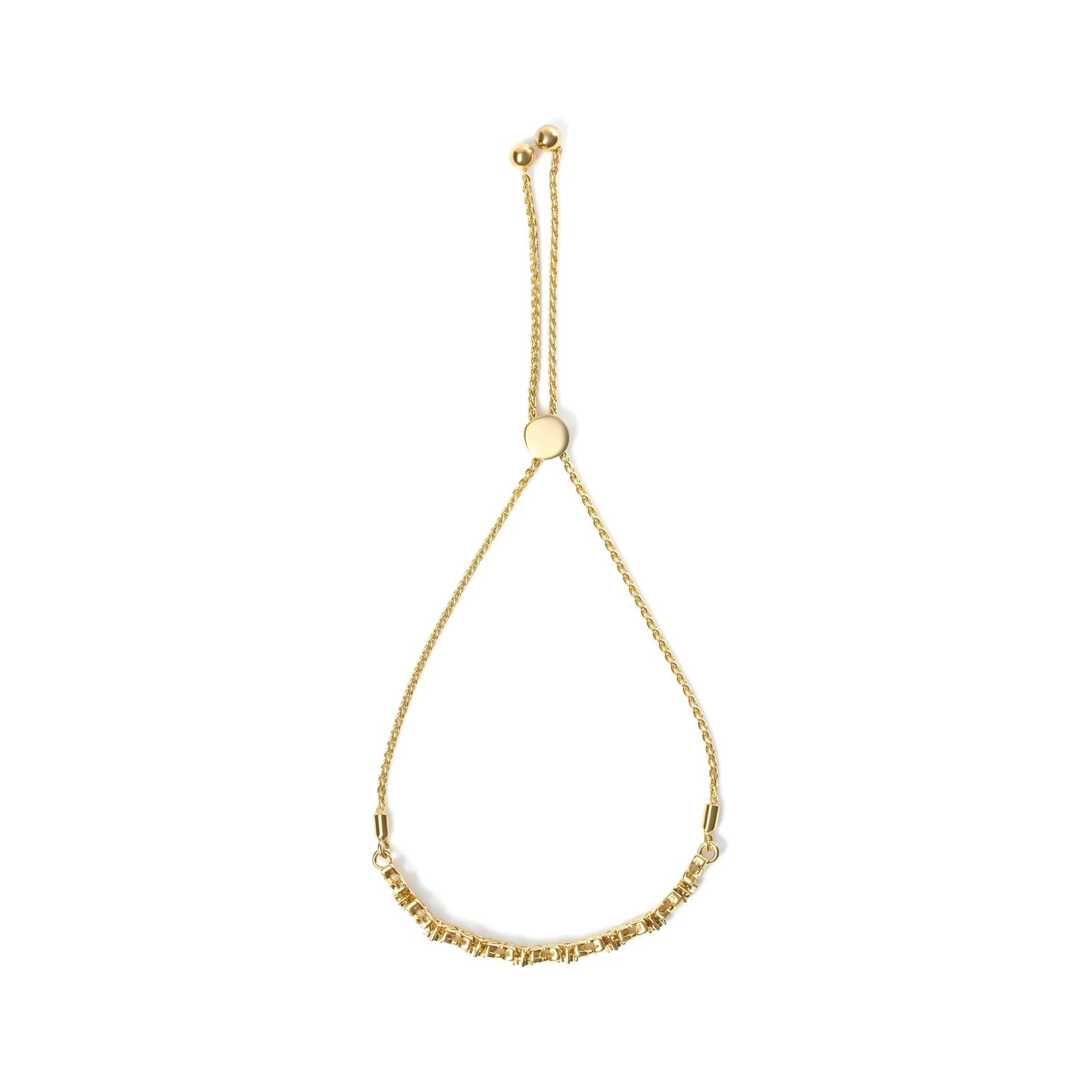 14K Yellow Gold Plated .925 Sterling Silver 1/4 Cttw Diamond Marquise Shaped Link 4"-10" Adjustable - 4