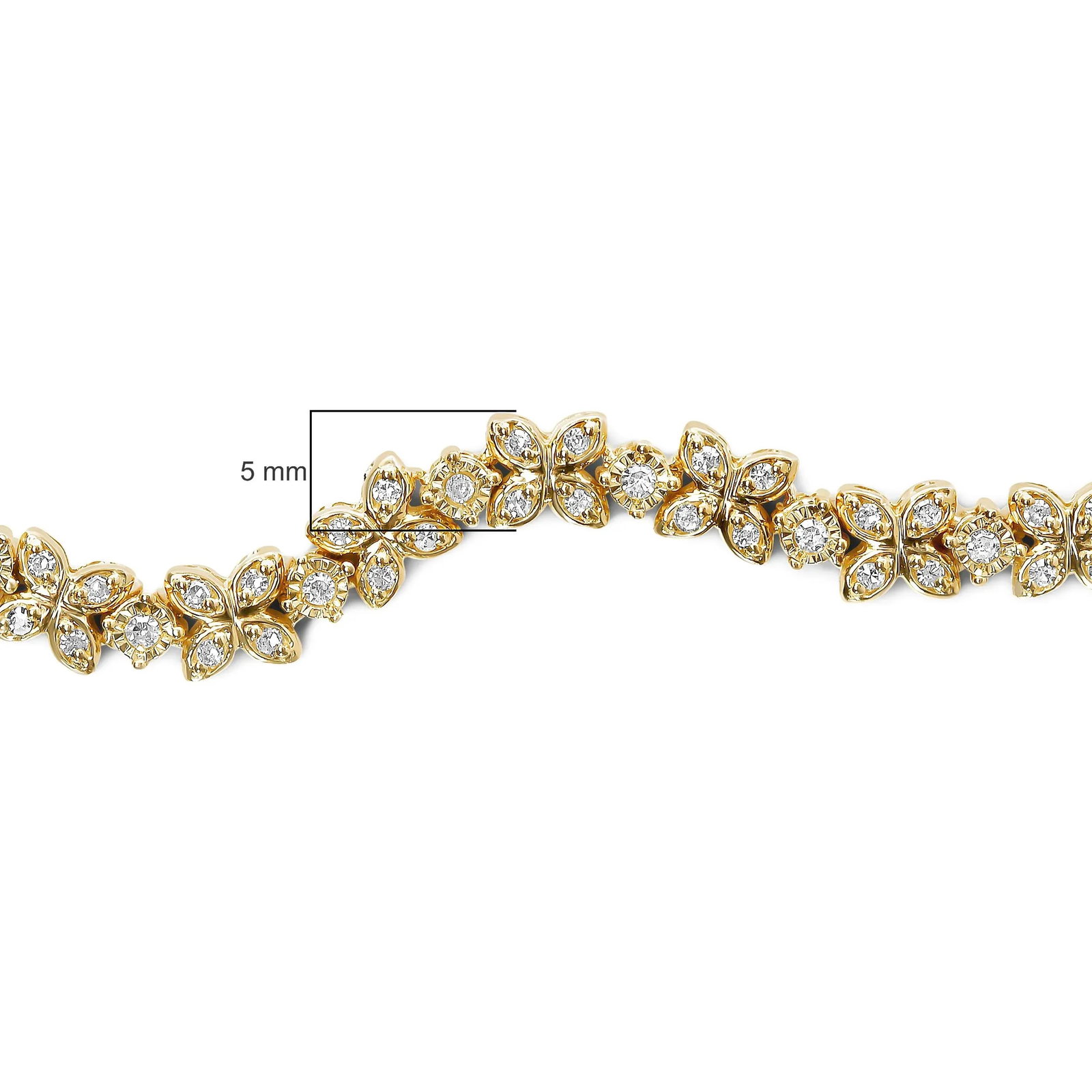 14K Yellow Gold Plated .925 Sterling Silver 1/4 Cttw Diamond Marquise Shaped Link 4"-10" Adjustable - 6
