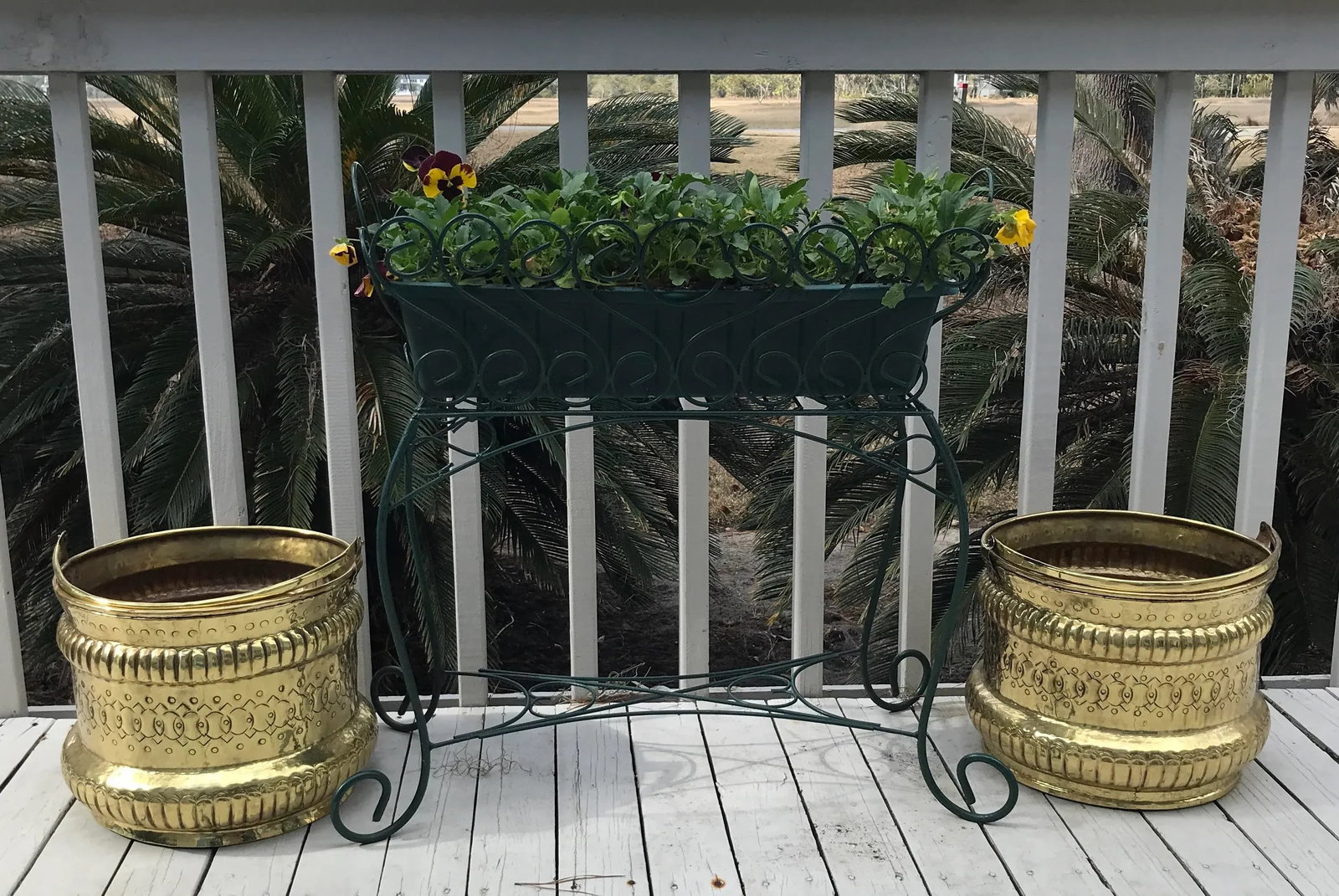 French Hammered and Embossed Brass Jardinieres - a Pair - 4