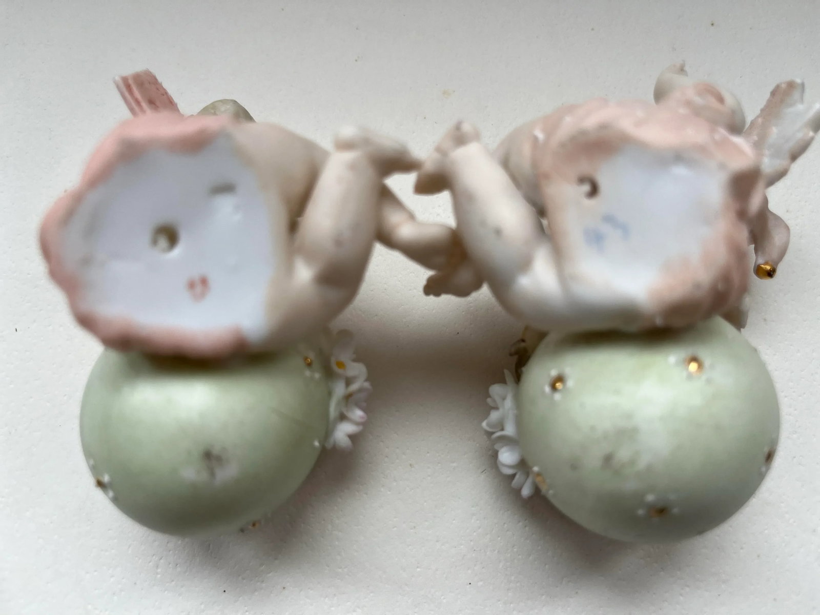Antique Pair of Capodimonte Bisque Cherub Figurines - 5