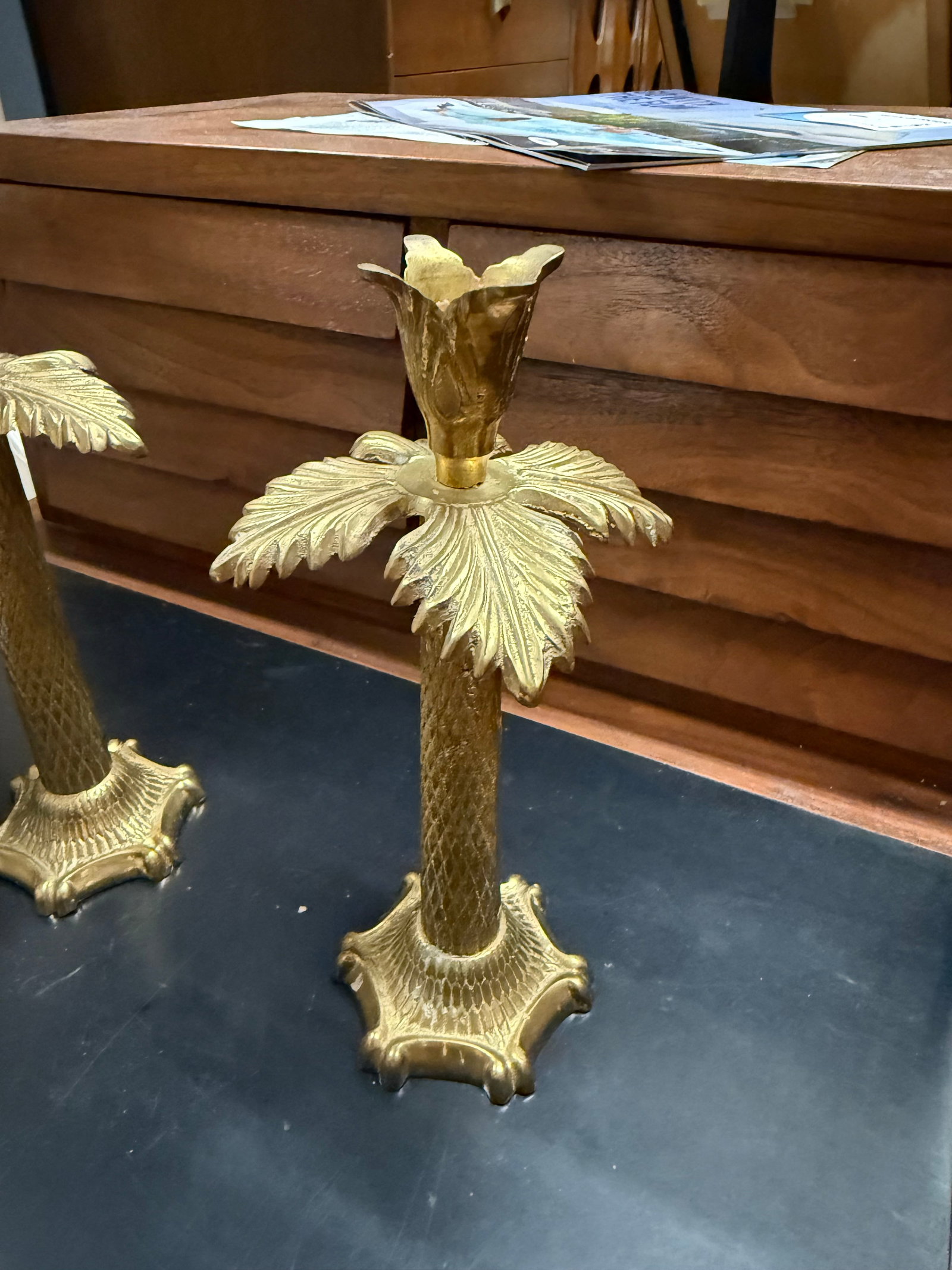 1970s Hollywood Regency Palm Tree Candle Stick Holders - a Pair - 3