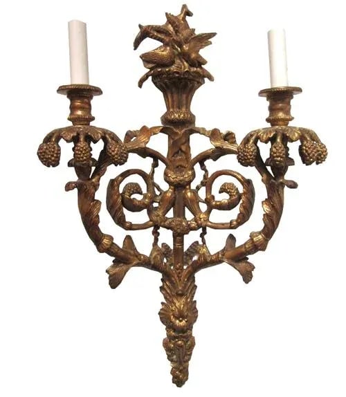 Pair of Traditional Italian Hand-Carved Light Sconce - 2