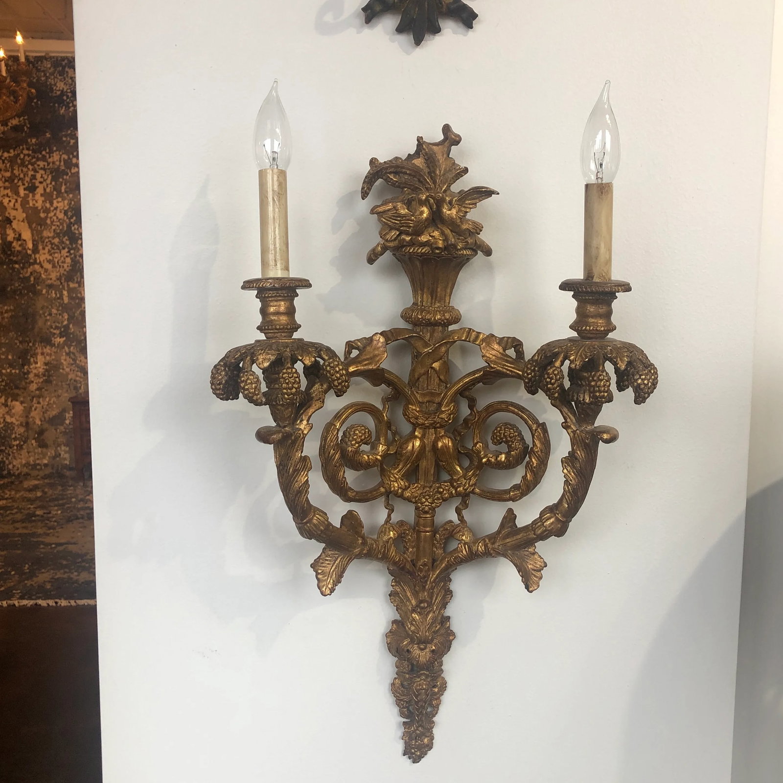 Pair of Traditional Italian Hand-Carved Light Sconce - 3