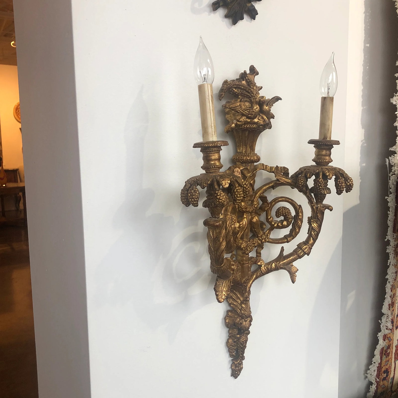 Pair of Traditional Italian Hand-Carved Light Sconce - 4